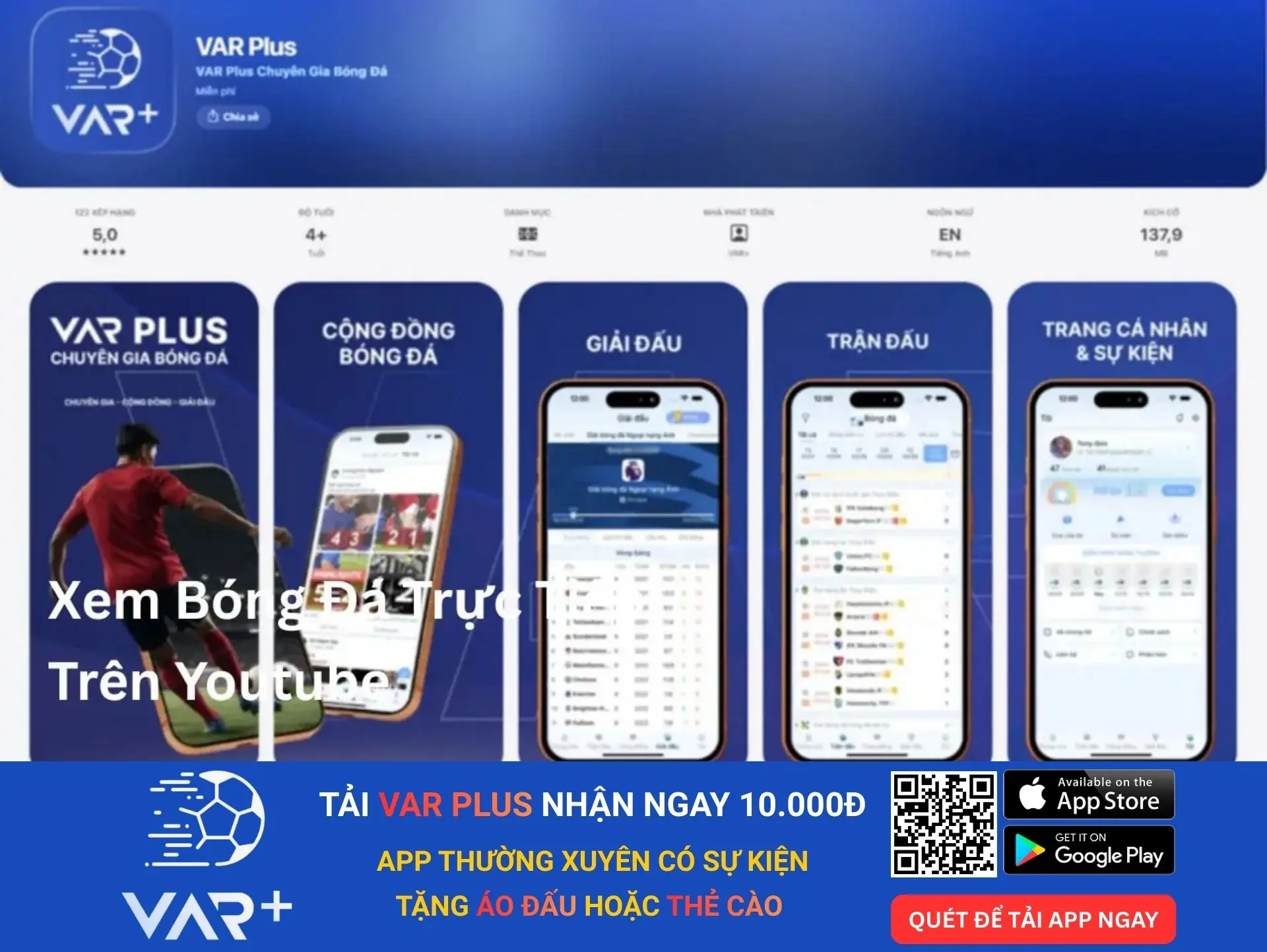 Ứng dụng tra cứu tin tức, lịch thi đấu, tỷ số, kết quả bóng đá siêu nhanh