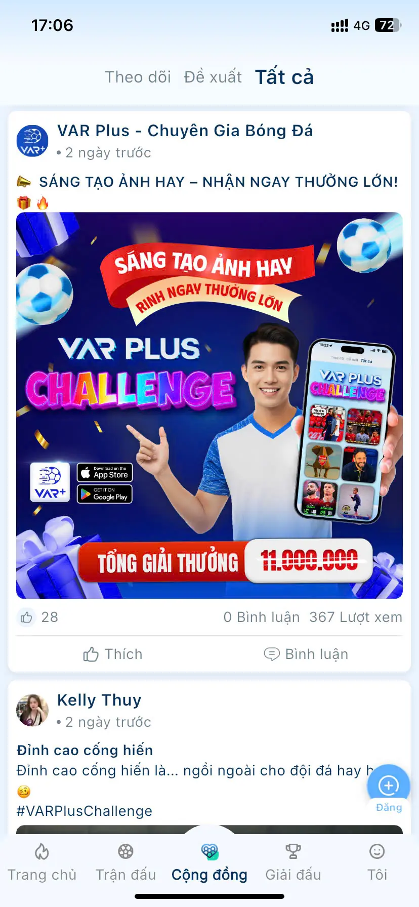 Xem bóng đá trực tiếp trên iPhone siêu mượt, nhận thẻ cào, áo đấu 4 Cộng đồng hâm mộ bóng đá sôi nổi, liên tục có các sự kiện hấp dẫn