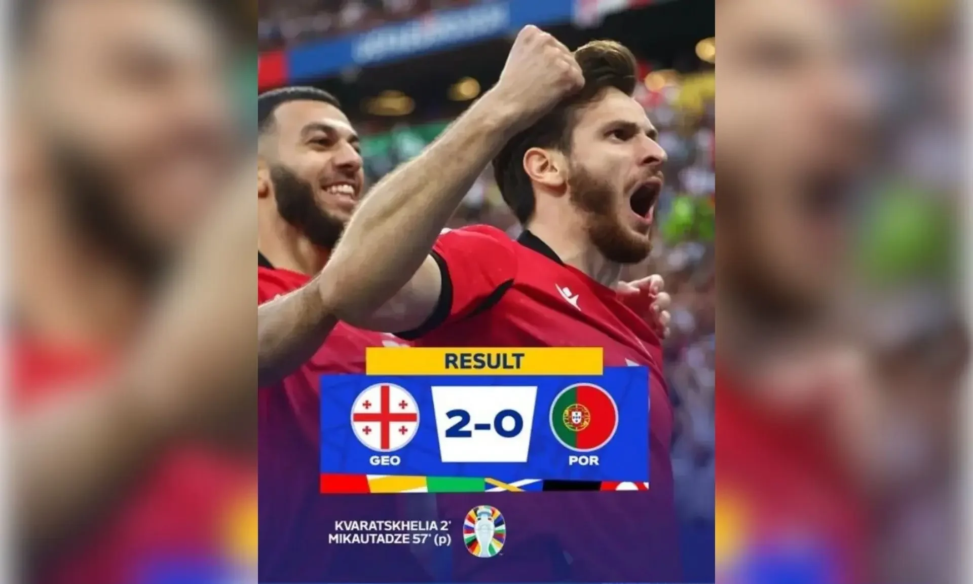 Gruzia tạo cơn địa chấn lớn khi thắng Bồ Đào Nha 2-0