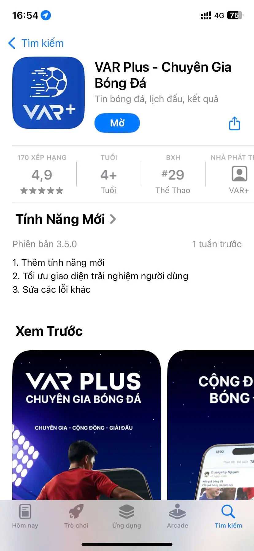 App xem bóng đá trực tiếp siêu mượt VAR Plus trên chợ App Store