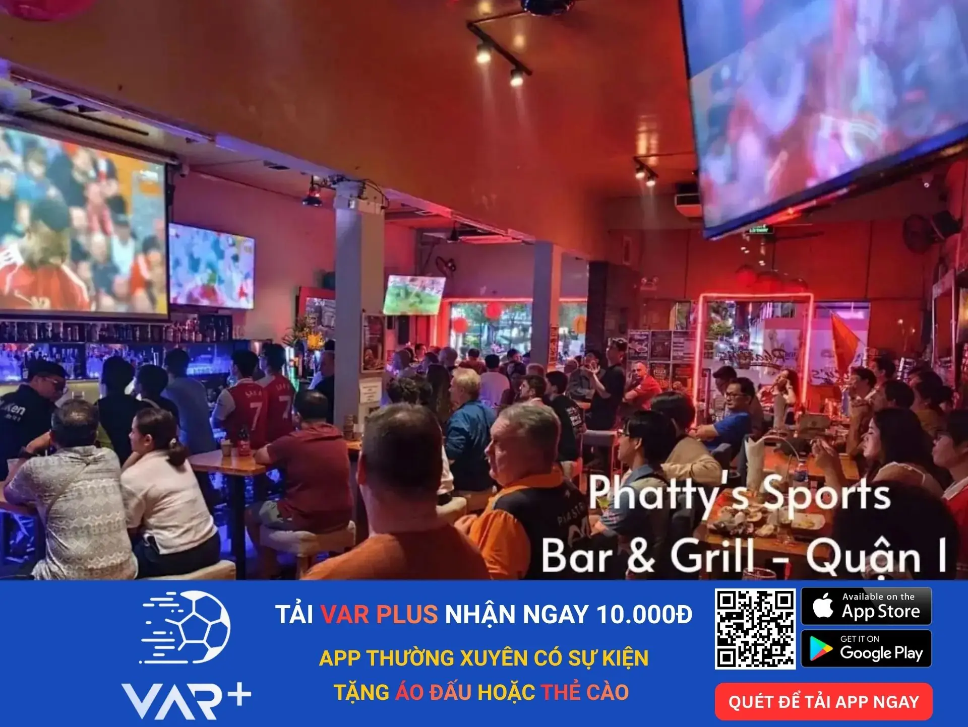 Phatty’s Sports Bar & Grill – quán Bar xem bóng đá màn hình lớn ở quận 1