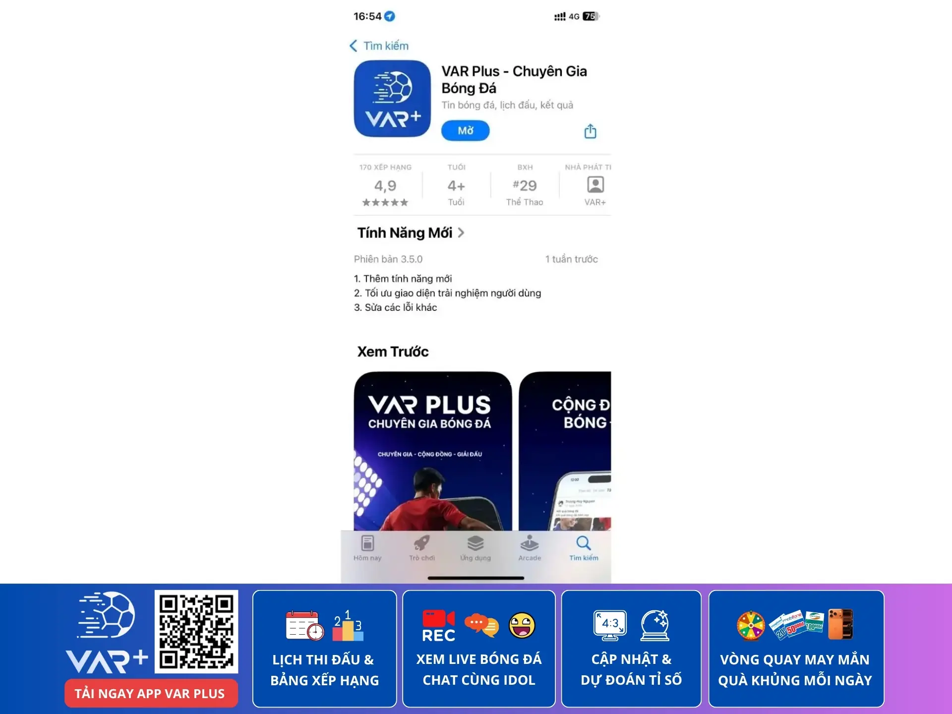 Ứng dụng tra cứu kết quả bóng đá trên ios và android
