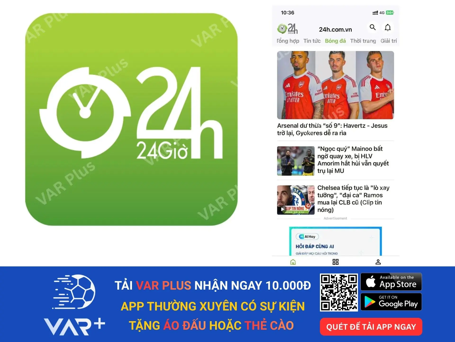 App 24h, xem tỷ số bóng đá rất tiện lợi