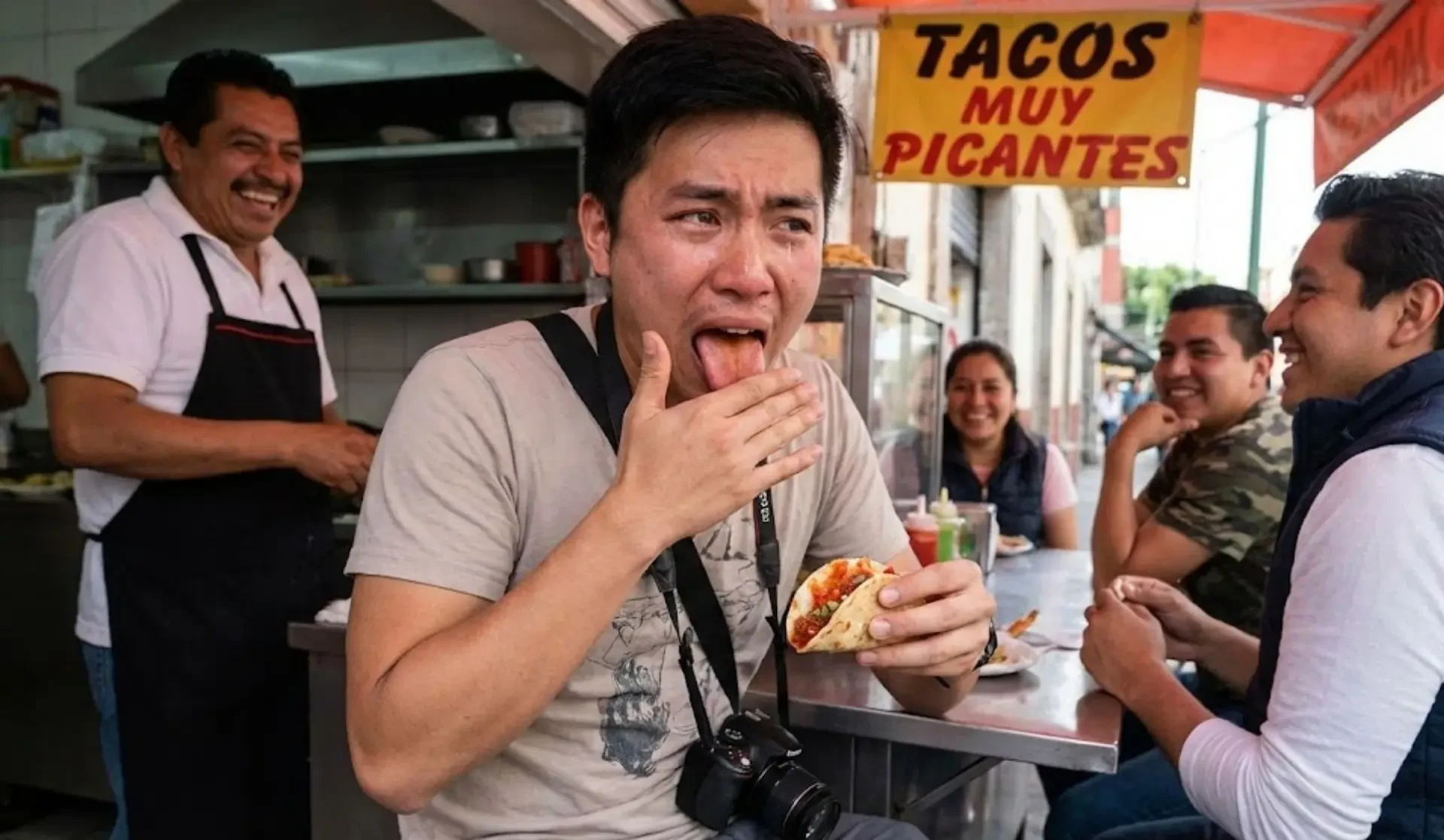 Bạn nên thử một chút trước, hoặc dặn không cay. Đồ ăn Mexico sẽ khiến lưỡi bạn bị đốt cháy