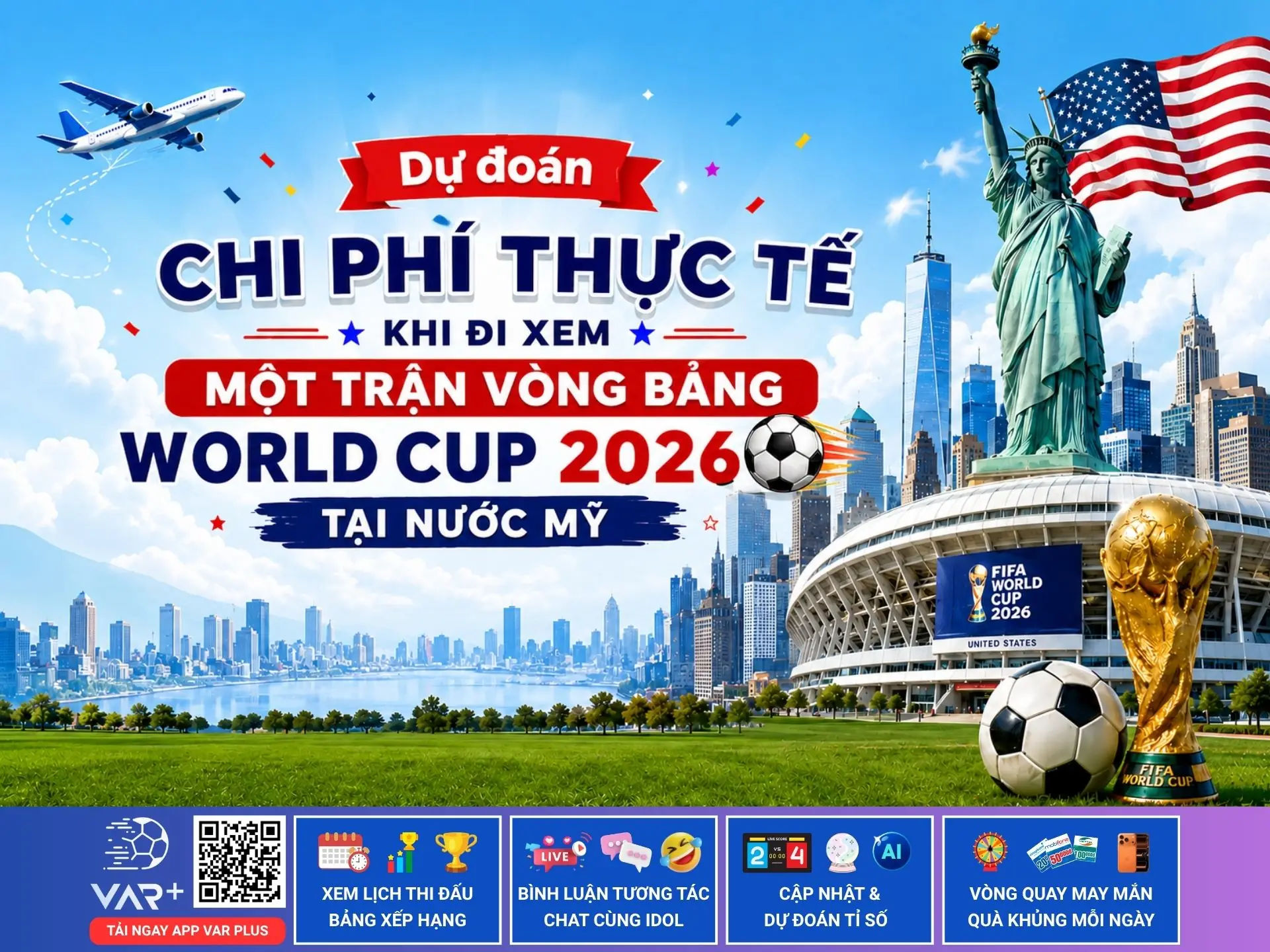 Dự đoán chi phí thực tế khi đi xem một trận vòng bảng World Cup 2026 tại Mỹ 1 Dự đoán chi phí thực tế khi đi xem một trận vòng bảng World Cup 2026 tại nước Mỹ