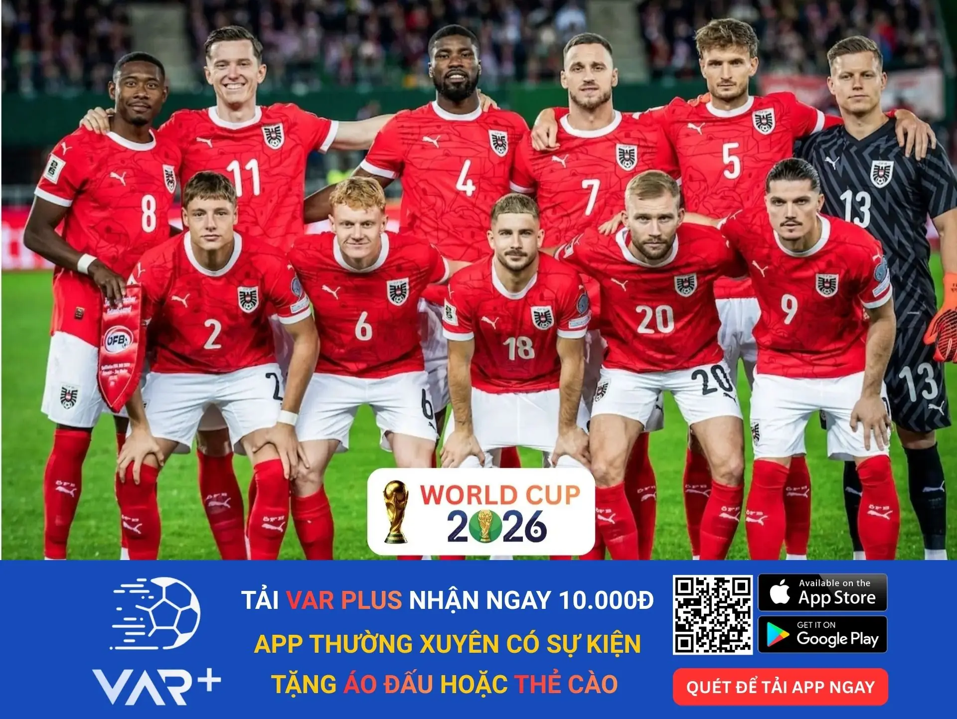 Đội tuyển Áo, một trong các đội đáng xem nhất tại vòng chung kết World Cup 2026