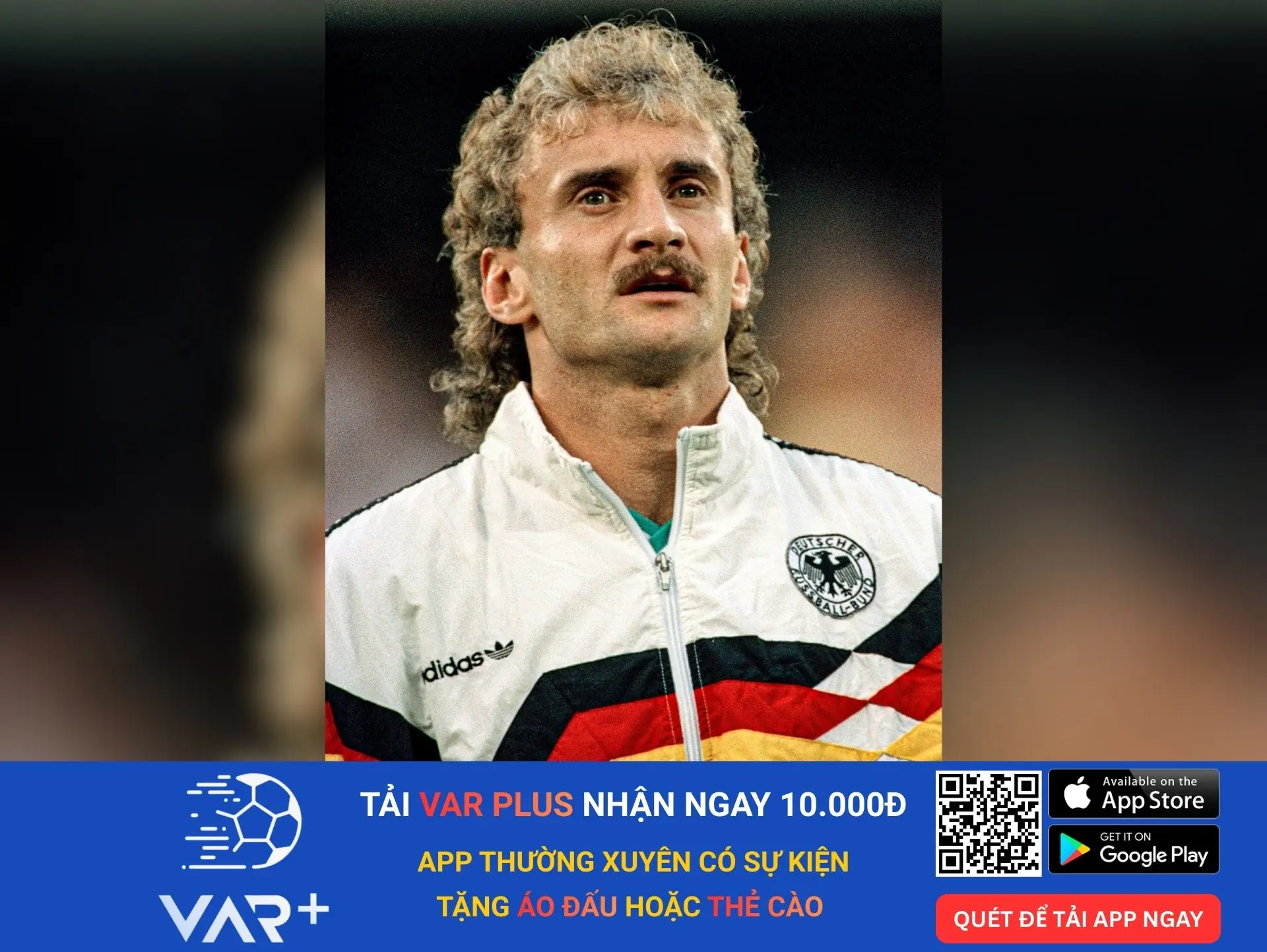 20 kiểu tóc độc lạ, dị nhất trong lịch sử các kỳ World Cup 6 Rudi Voller (Đức) – Mì tôm xoăn tít (1990)