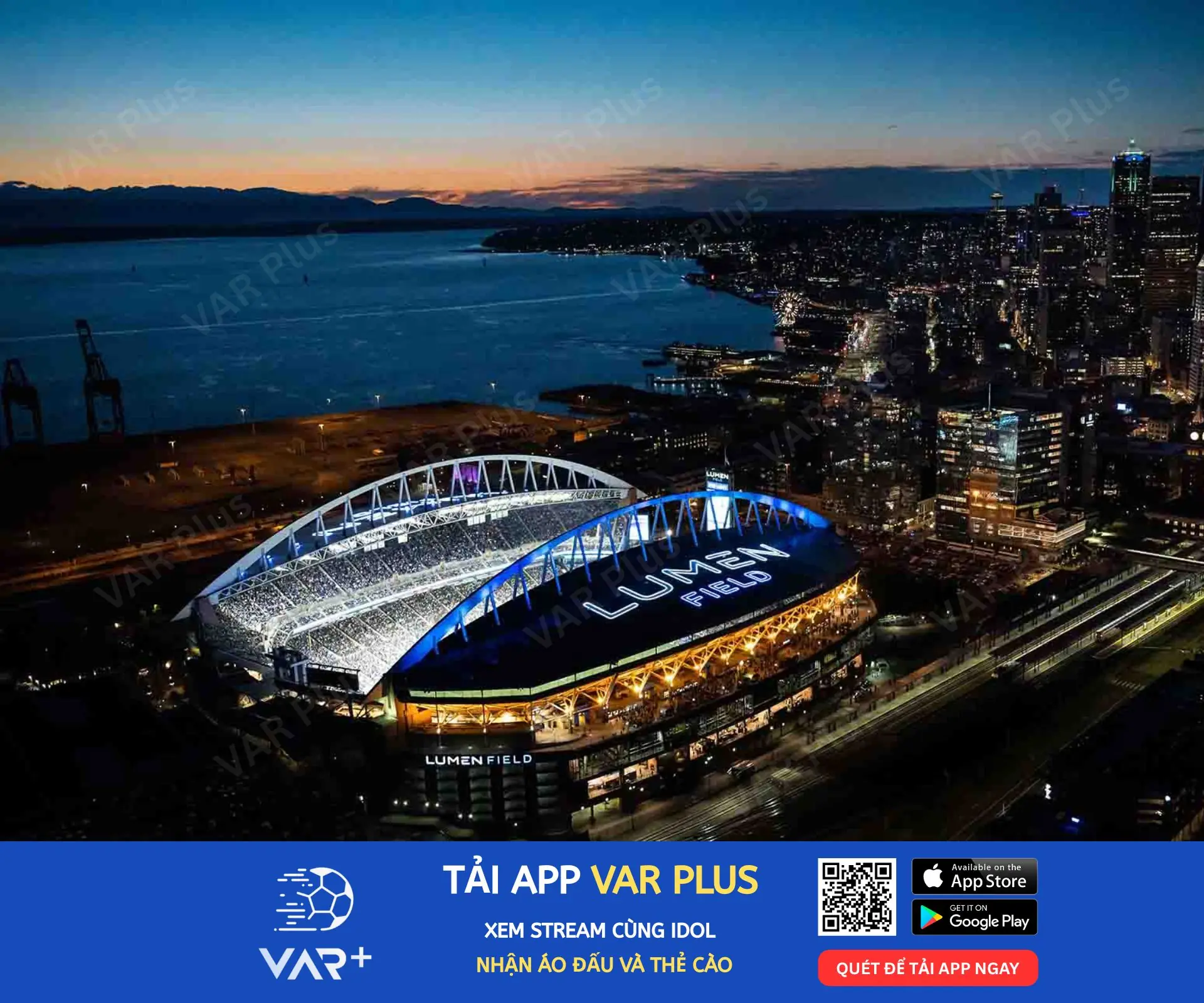 Sân Lumen Field về đêm