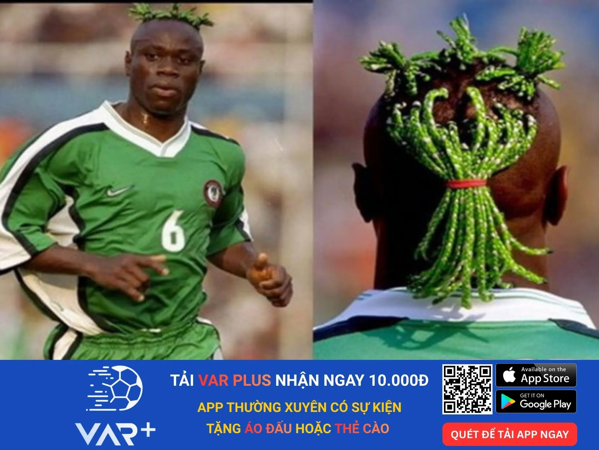 20 kiểu tóc độc lạ, dị nhất trong lịch sử các kỳ World Cup 8 Taribo West (Nigeria) – "Sừng xanh" (1998, 2002)