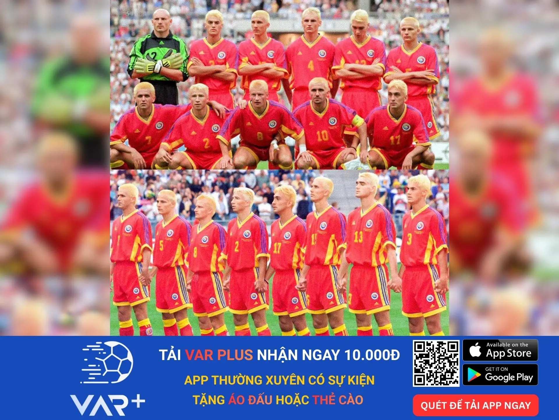 20 kiểu tóc độc lạ, dị nhất trong lịch sử các kỳ World Cup 9 Toàn đội Romania – "Biệt đội tóc vàng hoe" (1998)