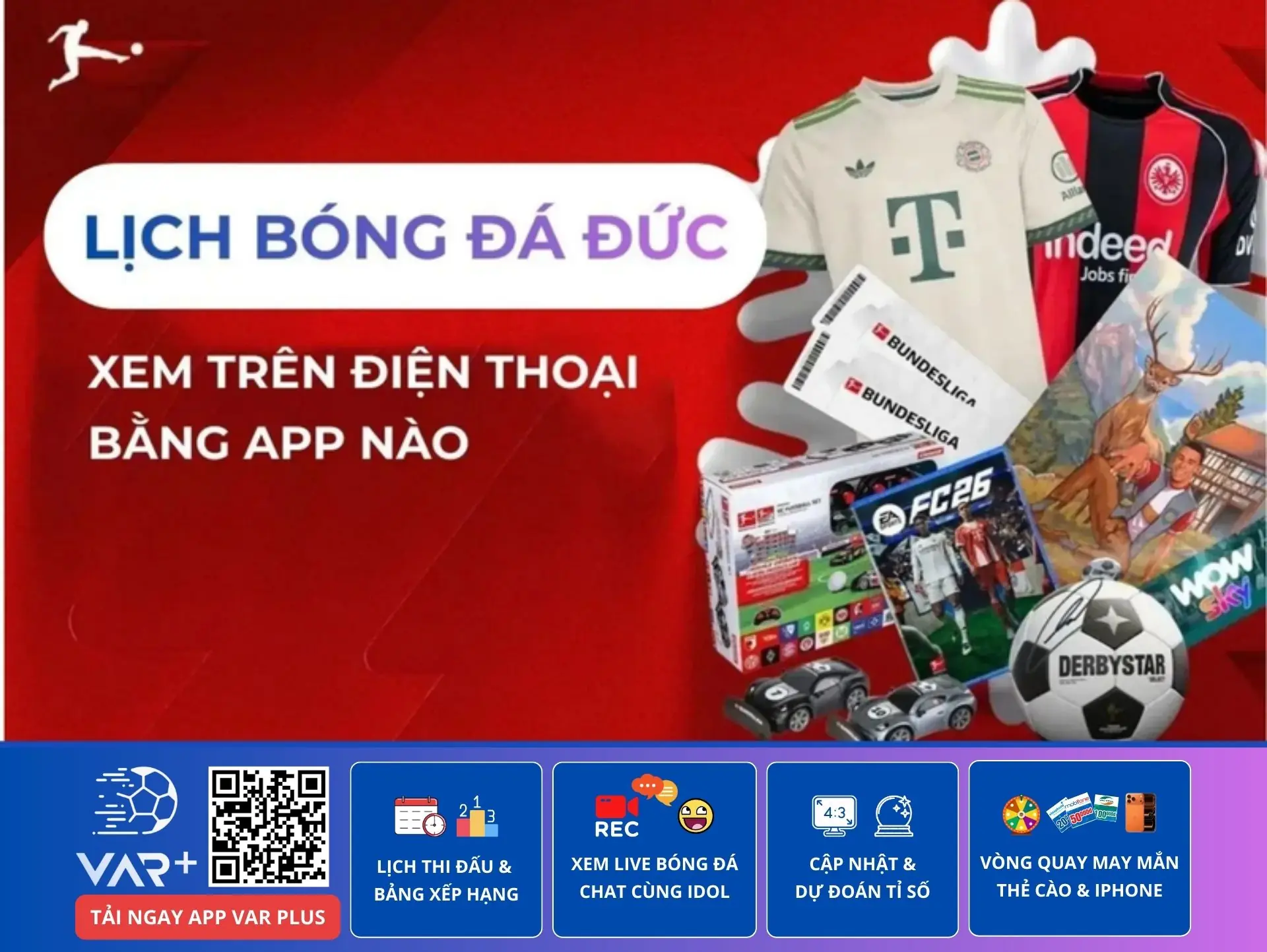 Xem lịch Bundesliga - bóng đá Đức trên điện thoại