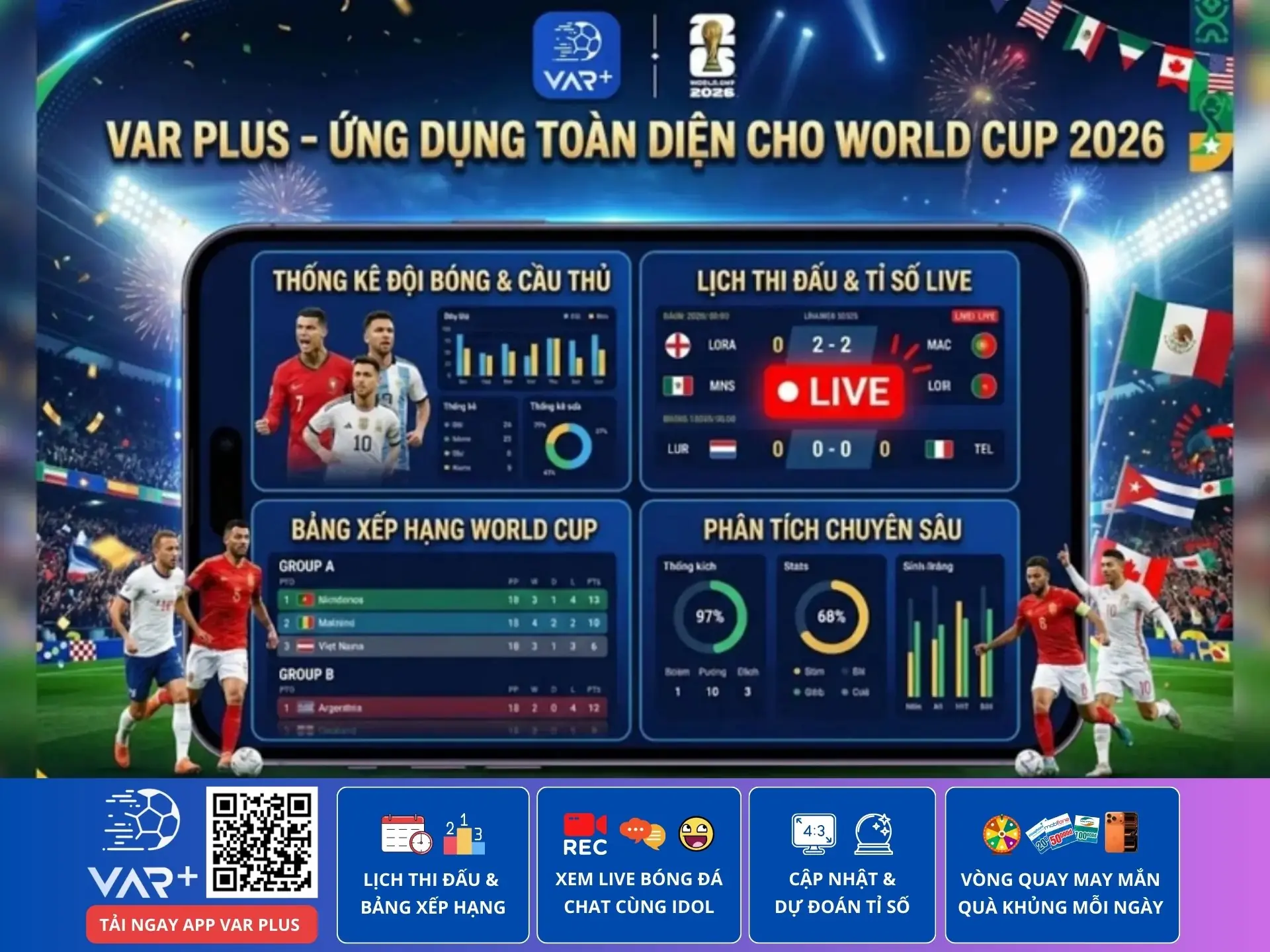 Số liệu thống kê về World Cup: Sức hấp dẫn từ những con số và trải nghiệm đỉnh cao cùng VAR Plus