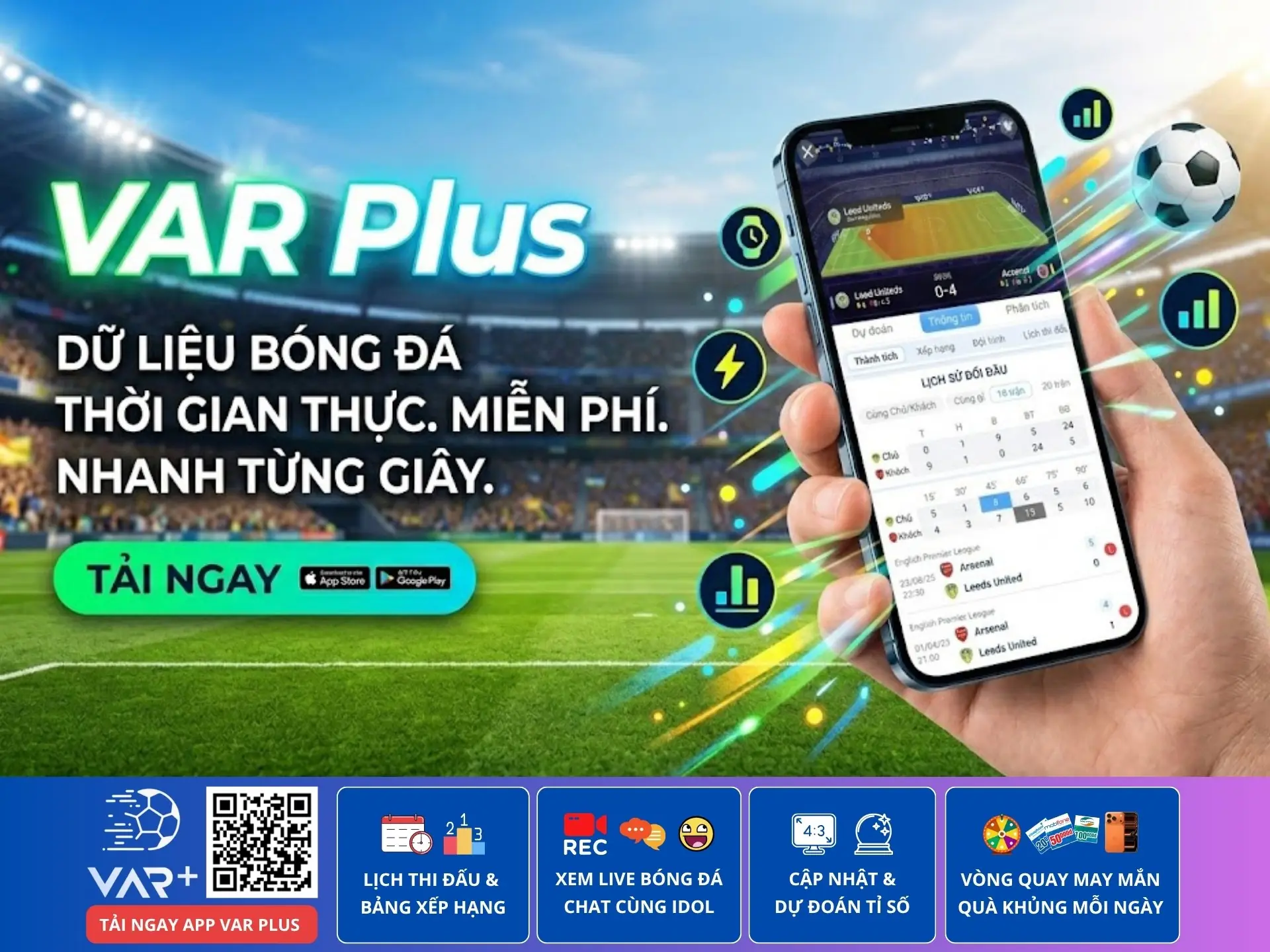 Bóng đá dữ liệu: thống kê thông số bóng đá chi tiết trên ứng dụng VAR Plus 1 Bóng đá dữ liệu: thống kê thông số bóng đá chi tiết trên ứng dụng VAR Plus