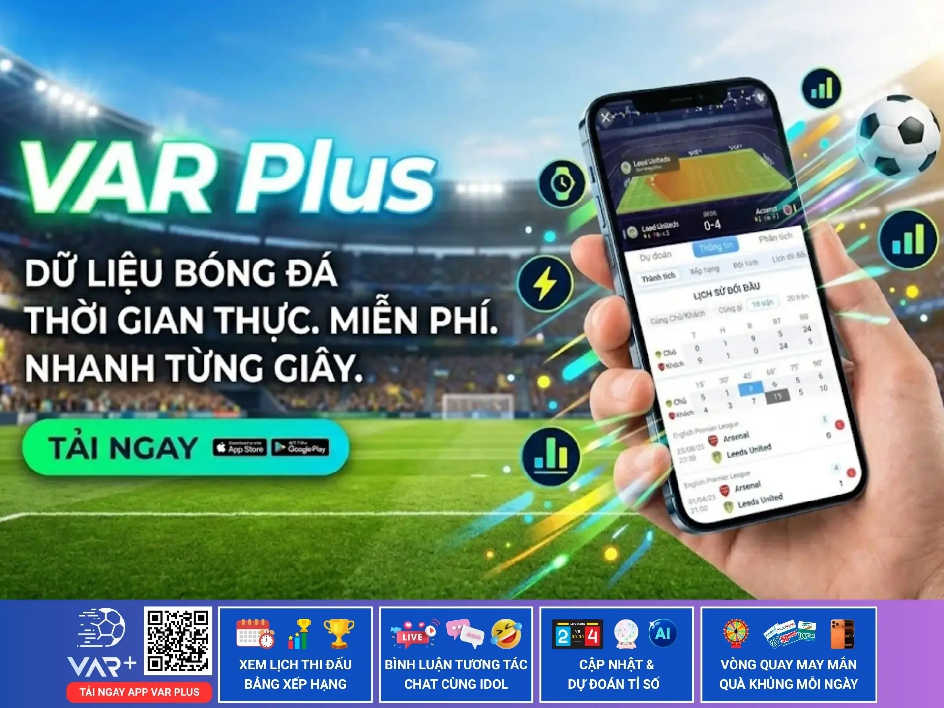 Bóng đá dữ liệu: thống kê thông số bóng đá chi tiết trên ứng dụng VAR Plus 1 Bóng đá dữ liệu: thống kê thông số bóng đá chi tiết trên ứng dụng VAR Plus