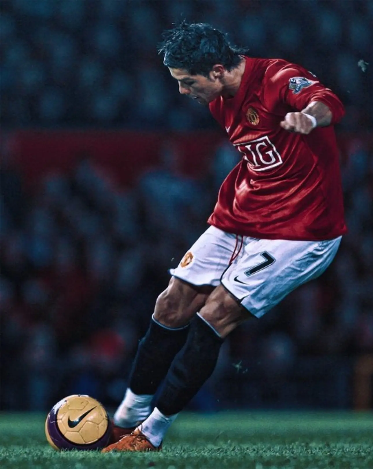 Hình ảnh mô tả Cristiano Ronaldo đang thực hiện cú sút Knuckleball