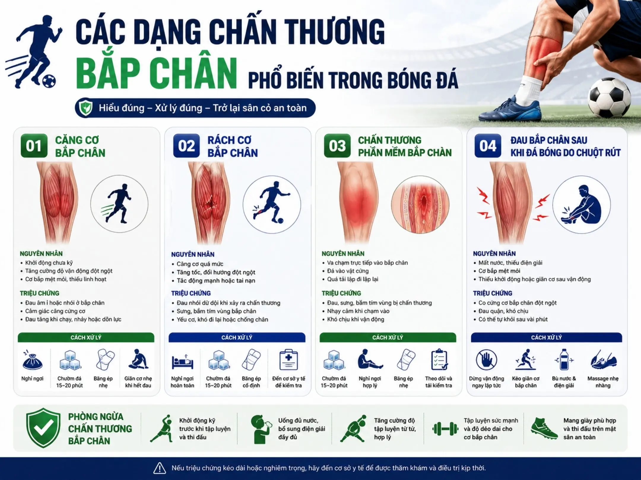 Các dạng chấn thương bắp chân thường gặp trong bóng đá