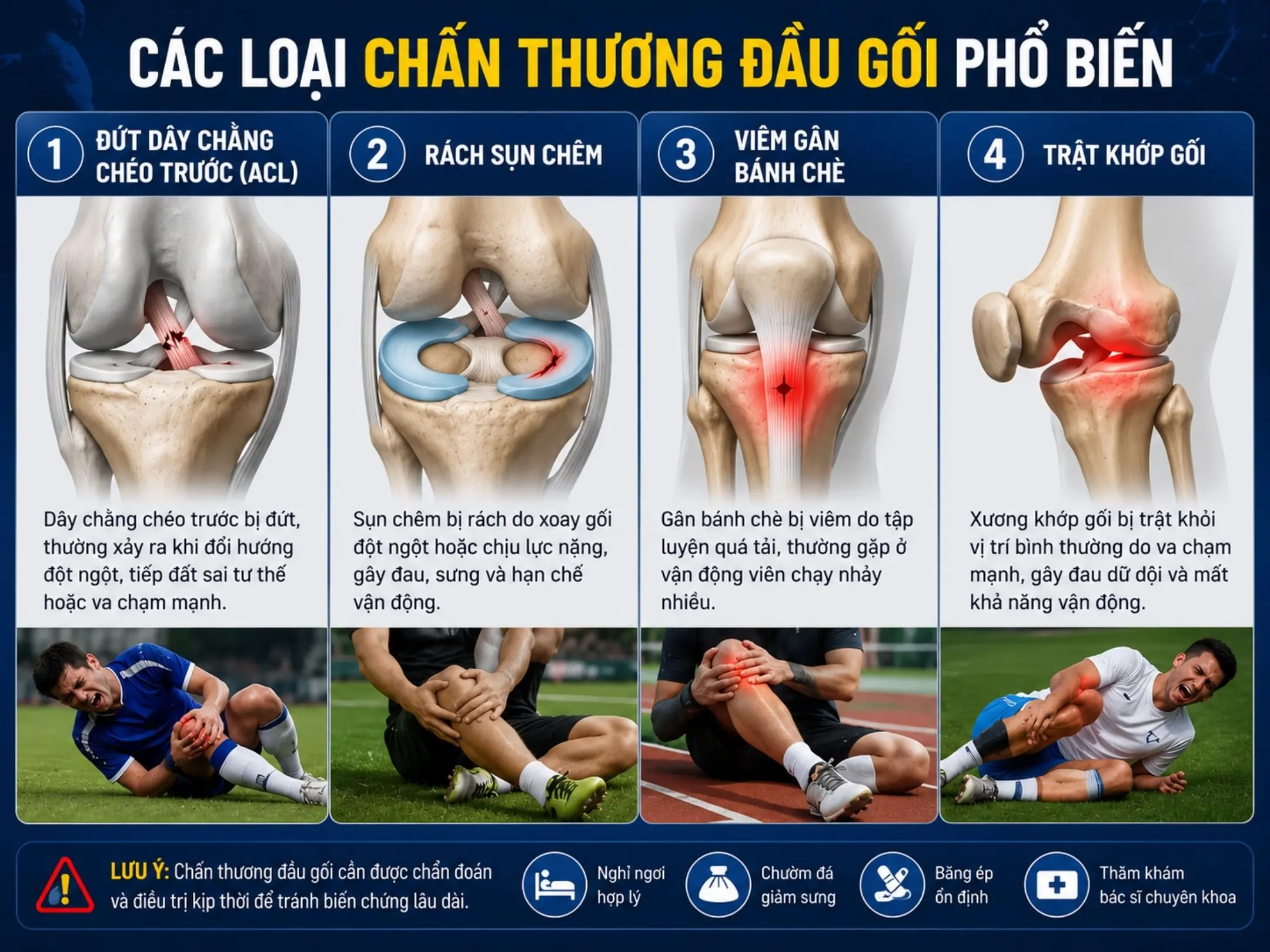 Các loại chấn thương đầu gối phổ biến nhất