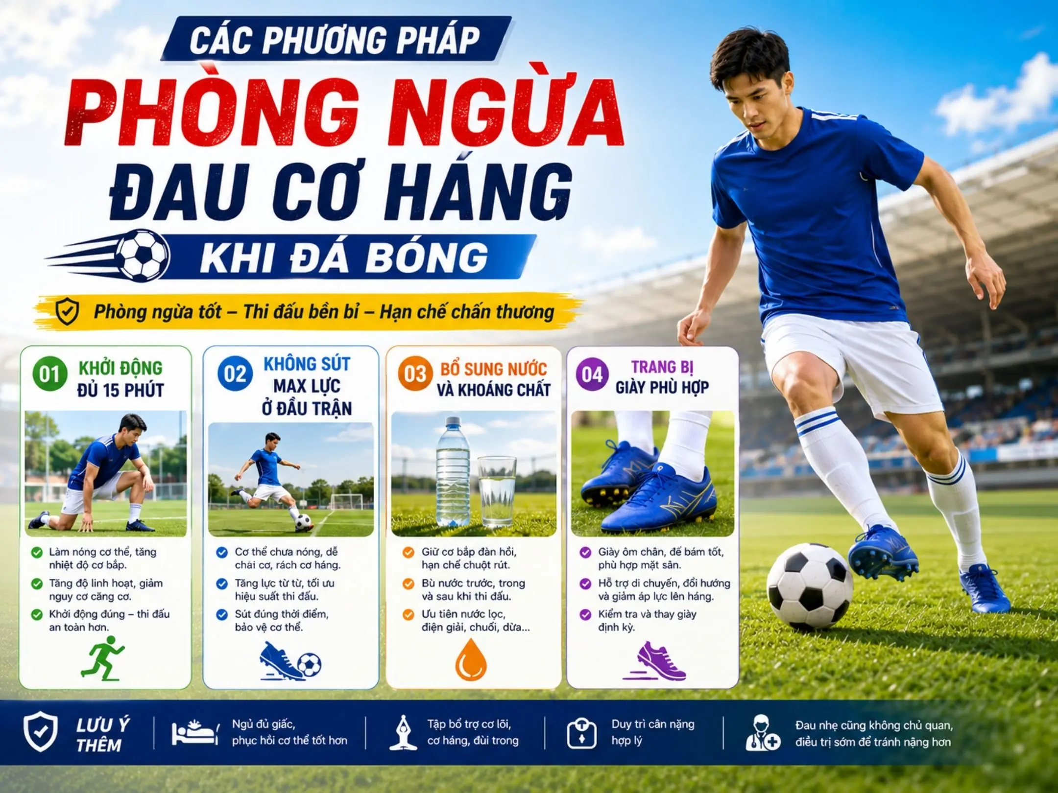 Các phương pháp phòng ngừa đau cơ háng khi đá bóng