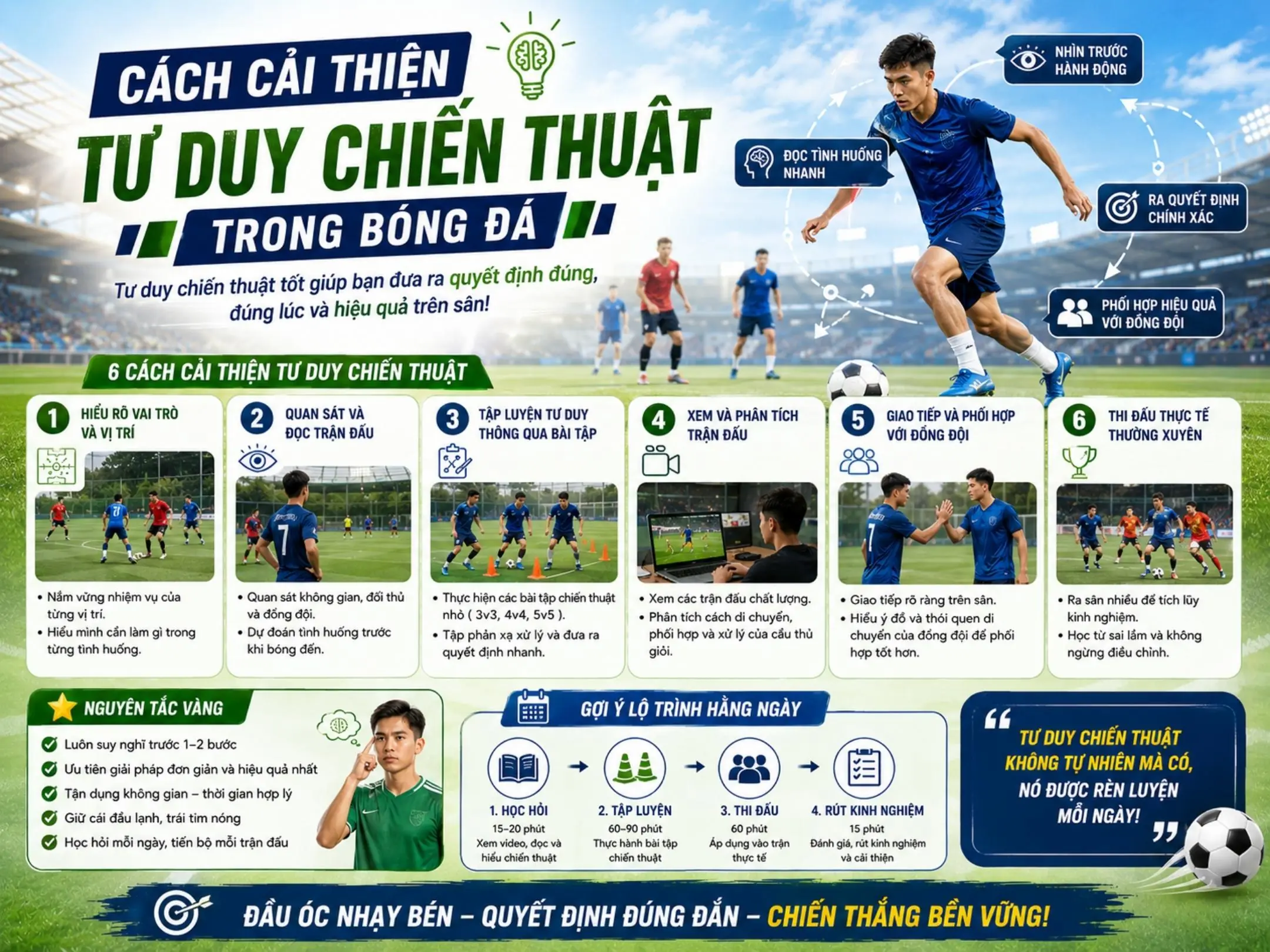 Các phương pháp giúp bạn phát triển tư duy chiến thuật khi đá bóng