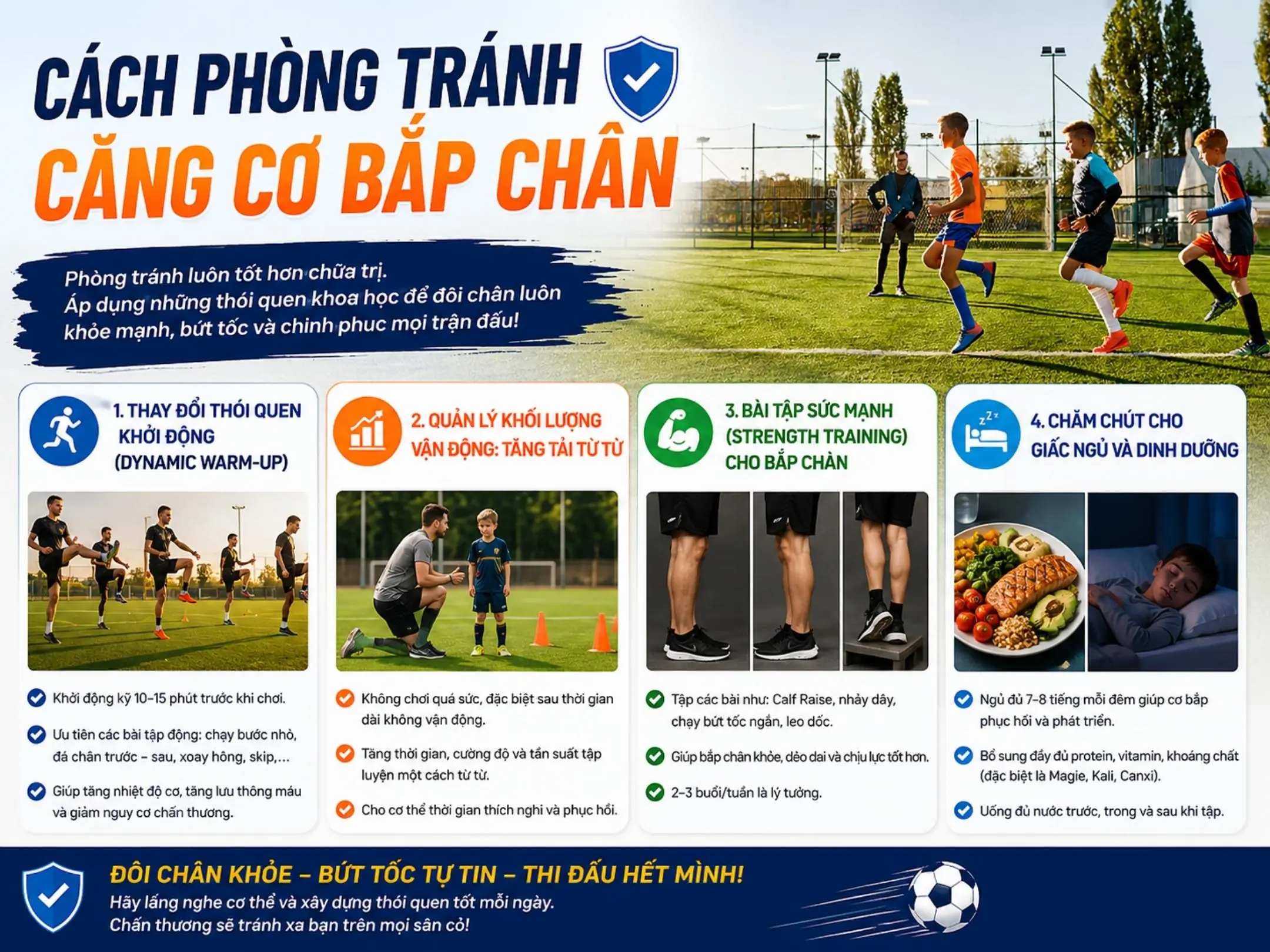 Căng cơ bắp chân khi đá bóng: cách phục hồi và phòng ngừa cho anh em đá phủi 3 Cách phòng tránh căng cơ bắp chân