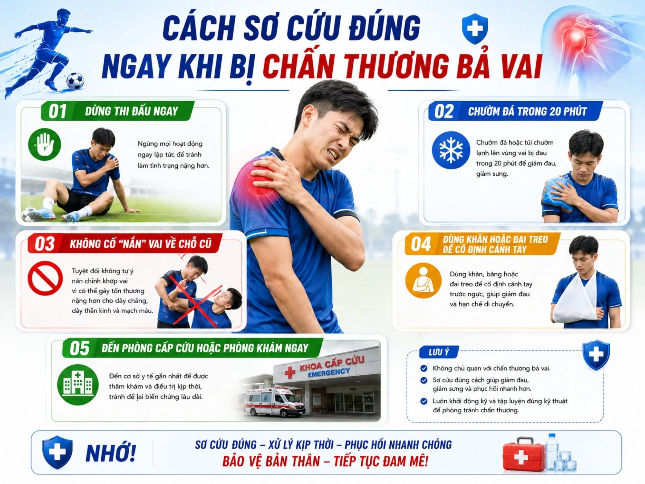 Cách sơ cứu đúng ngay khi bị chấn thương bả vai