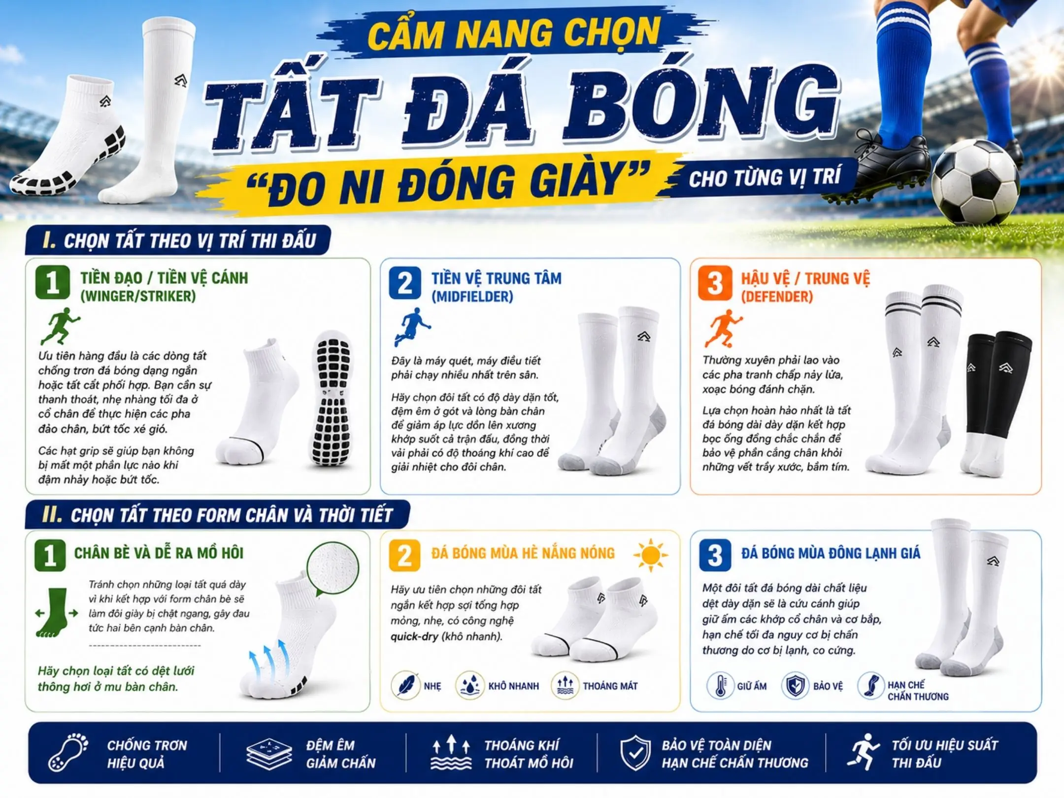 Cách chọn tất đá bóng