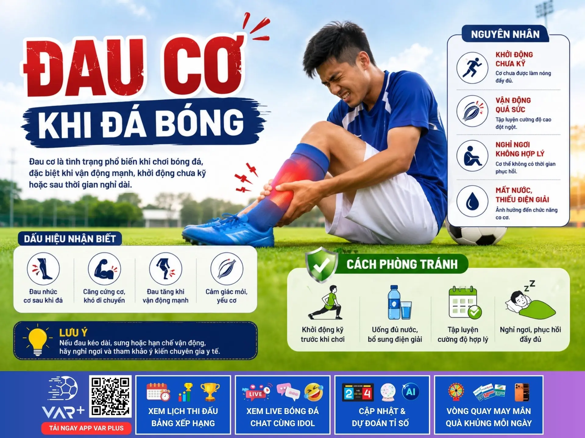 Đau cơ khi đá bóng: từ trận bóng vui cuối tuần đến báo động đỏ của cơ thể