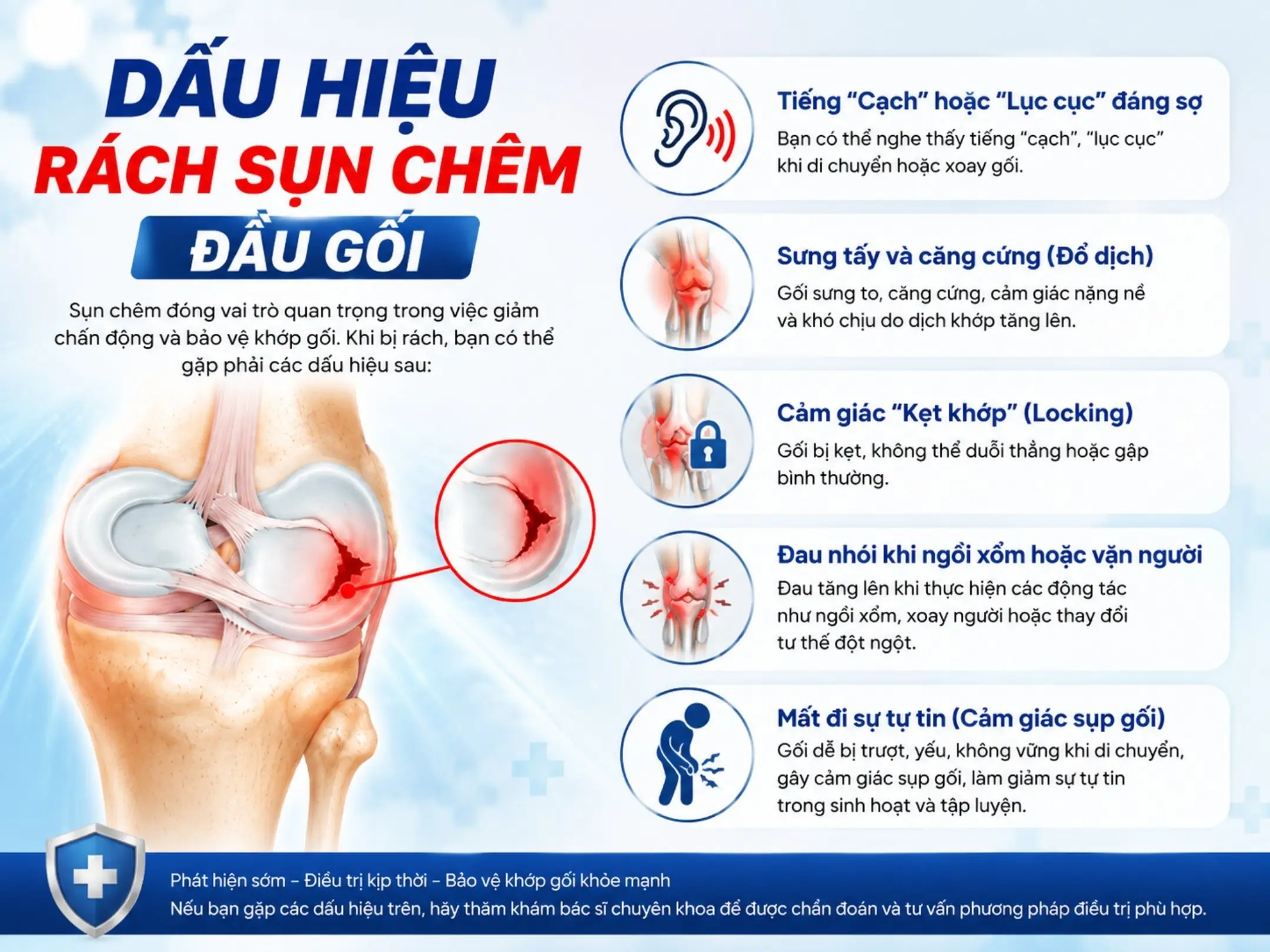 Dấu hiệu rách sụn chêm đầu gối