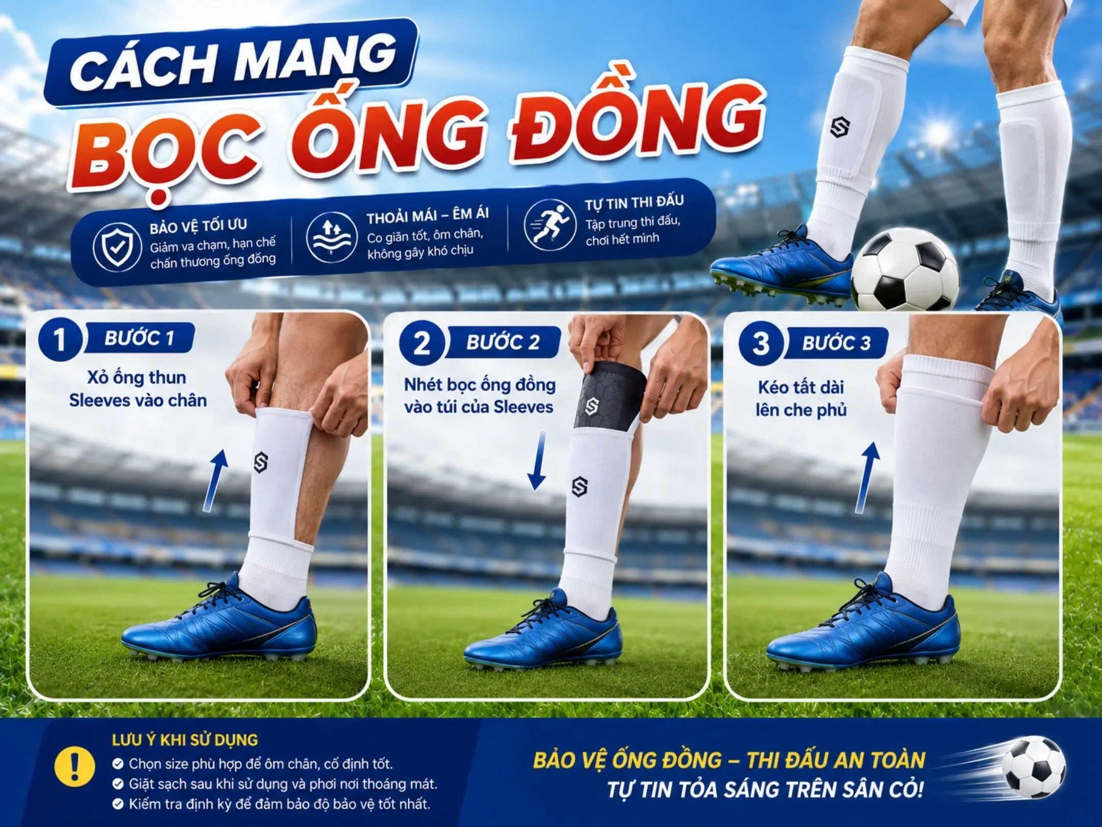 Bọc ống đồng: vệ sĩ cho đôi chân của bạn trên sân cỏ 2 Hướng dẫn cách mang bọc ống đồng đúng cách
