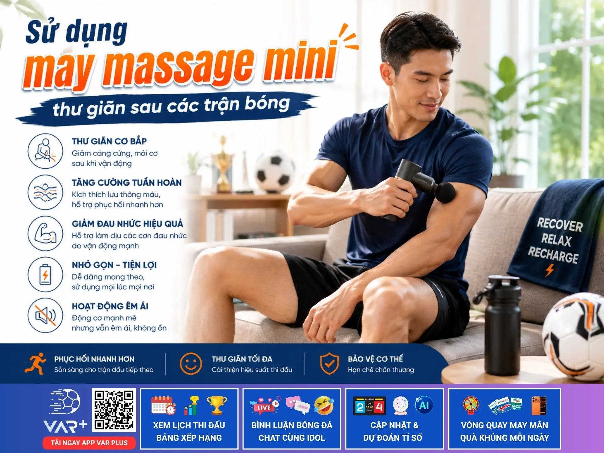 Máy massage mini: "Trợ lý phục hồi" đắc lực cho dân đá phủi và fan bóng đá 1 Máy massage mini: "Trợ lý phục hồi" đắc lực cho dân đá phủi và fan bóng đá