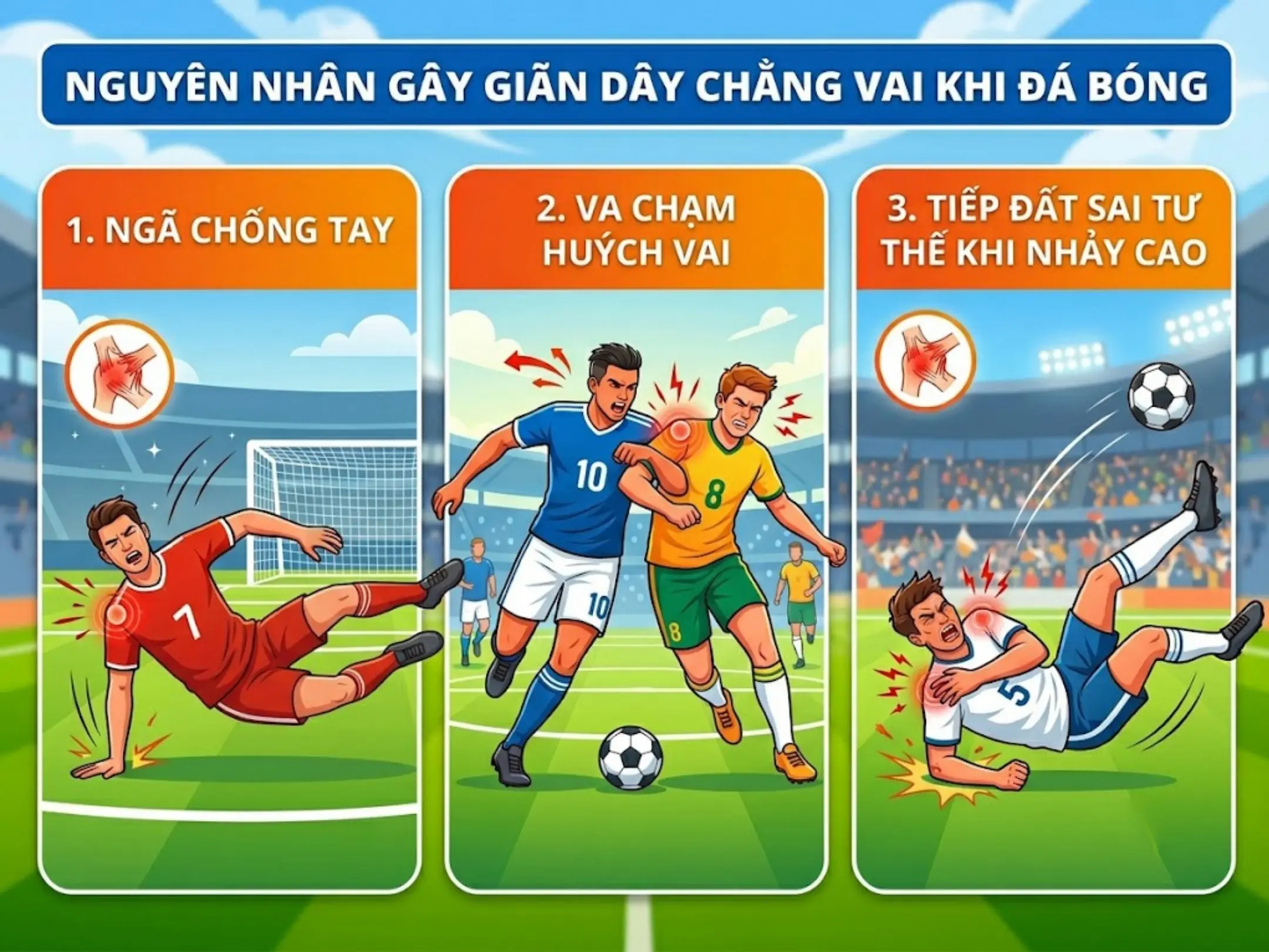 Những nguyên nhân gây ra giãn dây chằng vai khi đá bóng