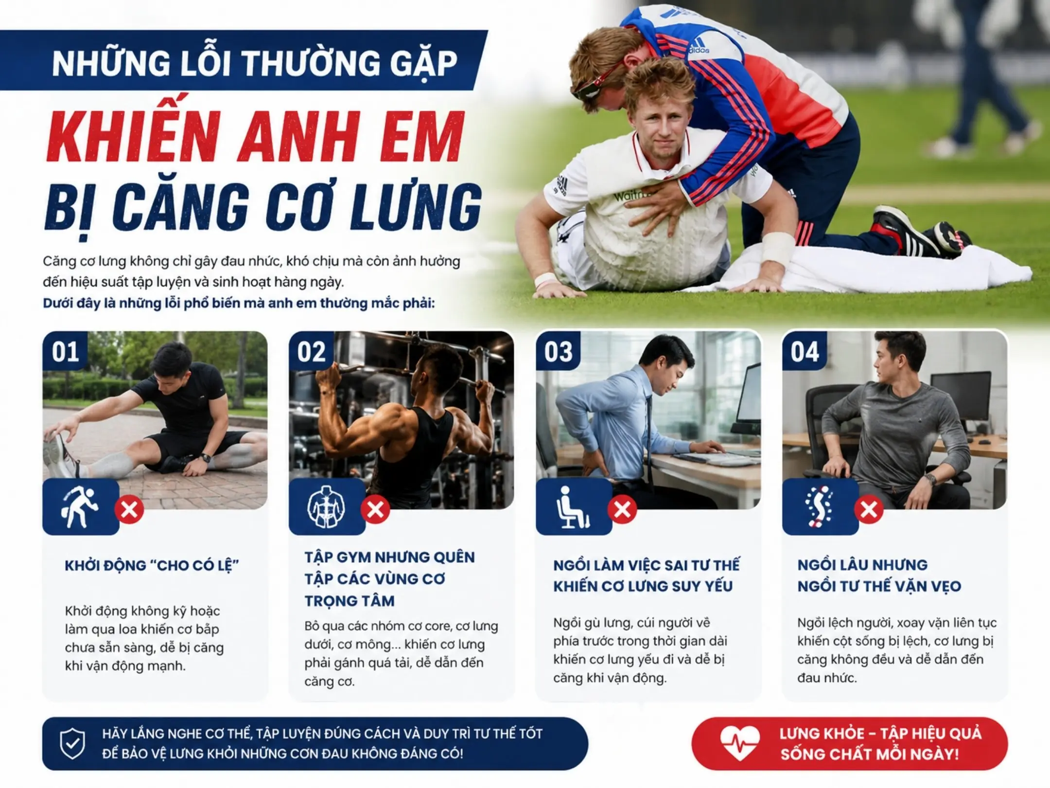 Căng cơ lưng: anh em đá phủi chớ xem nhẹ 2 nhung loi thuong gap khien anh em bi cang co lung