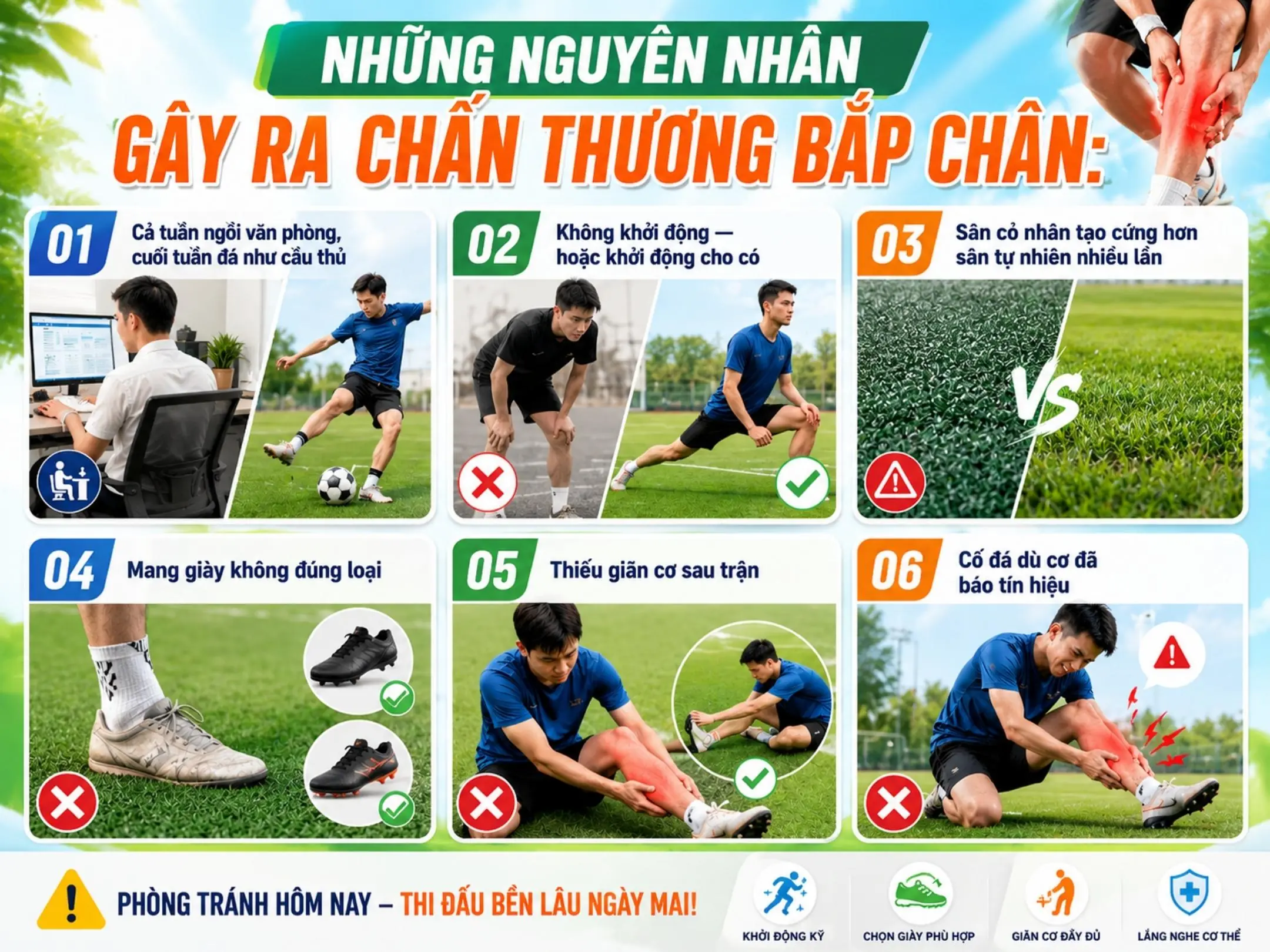 Những nguyên nhân gây ra chấn thương bắp chân