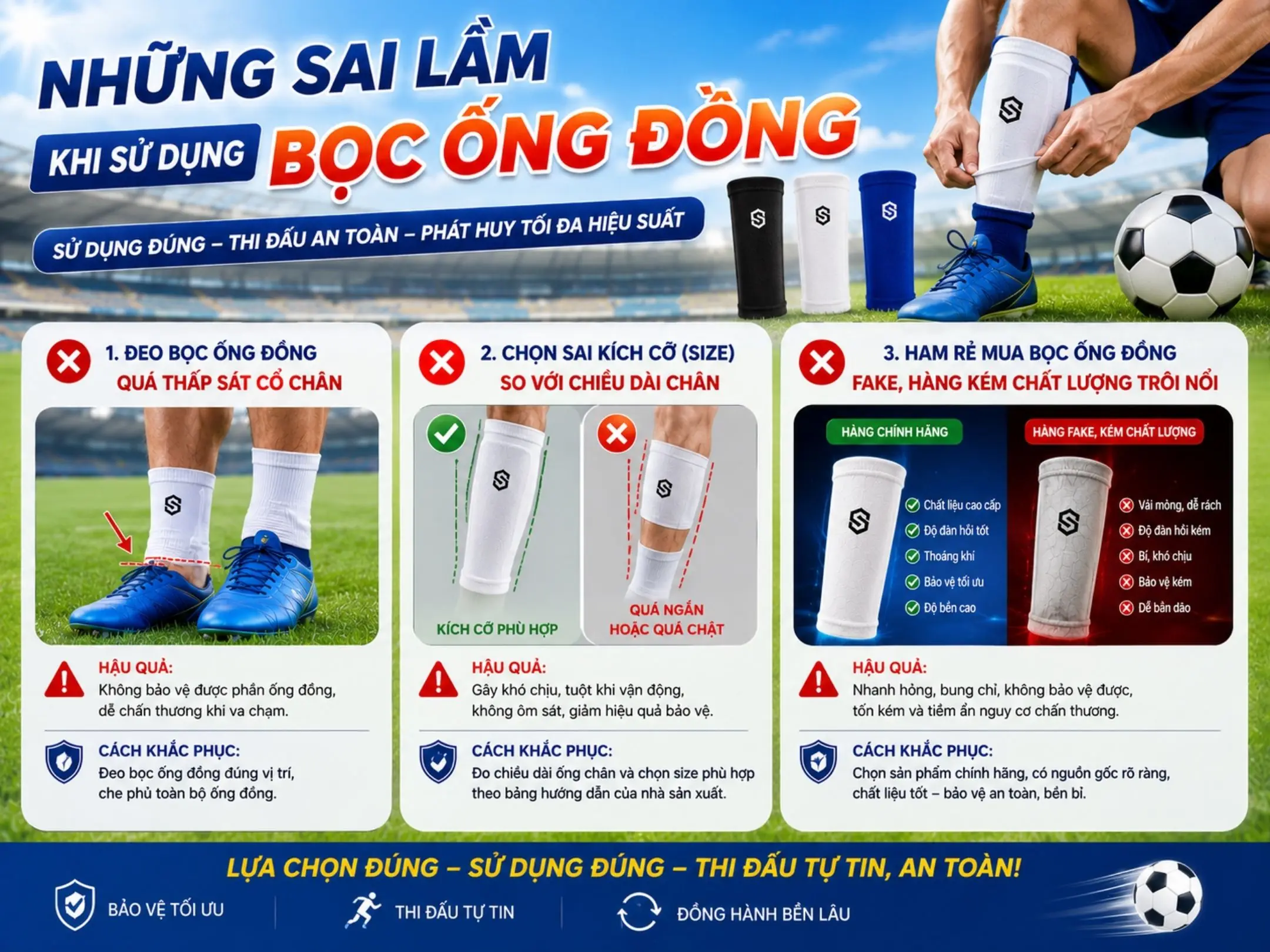 Bọc ống đồng: vệ sĩ cho đôi chân của bạn trên sân cỏ 4 Những sai lầm phổ biến khi sử dụng bọc ống đồng