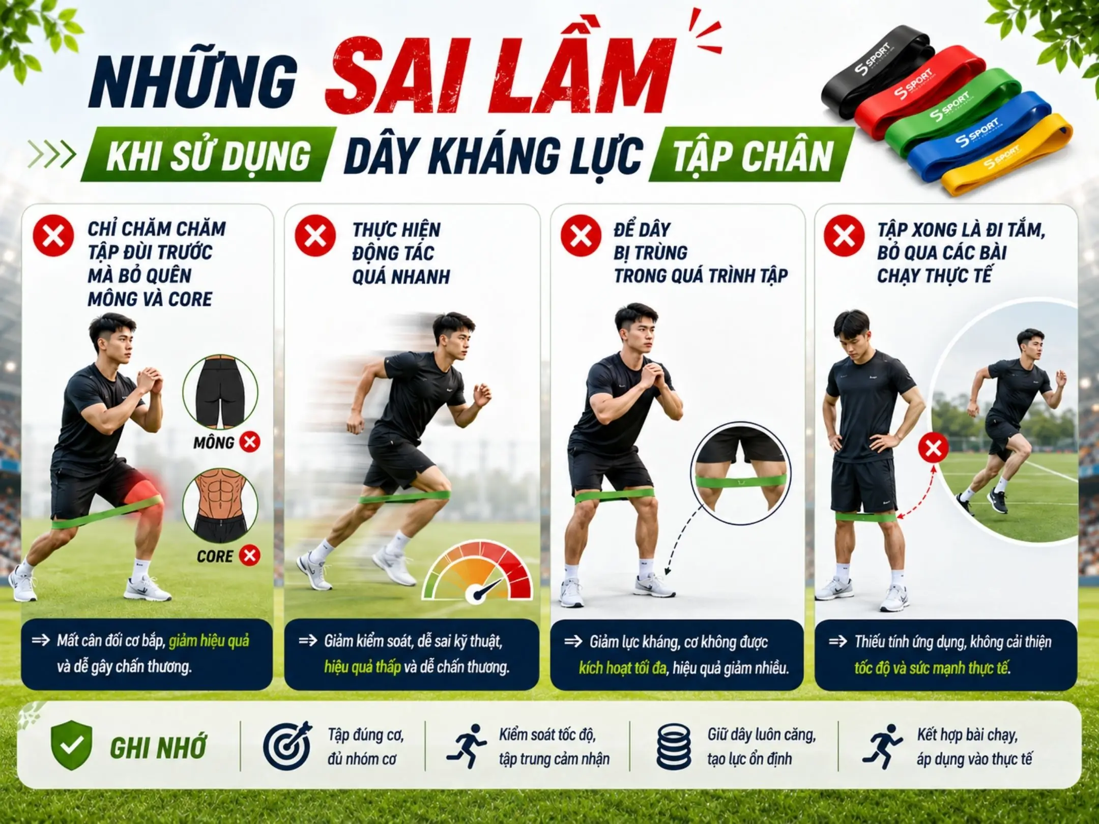 Những sai lầm khi sử dụng dây kháng lực tập chân