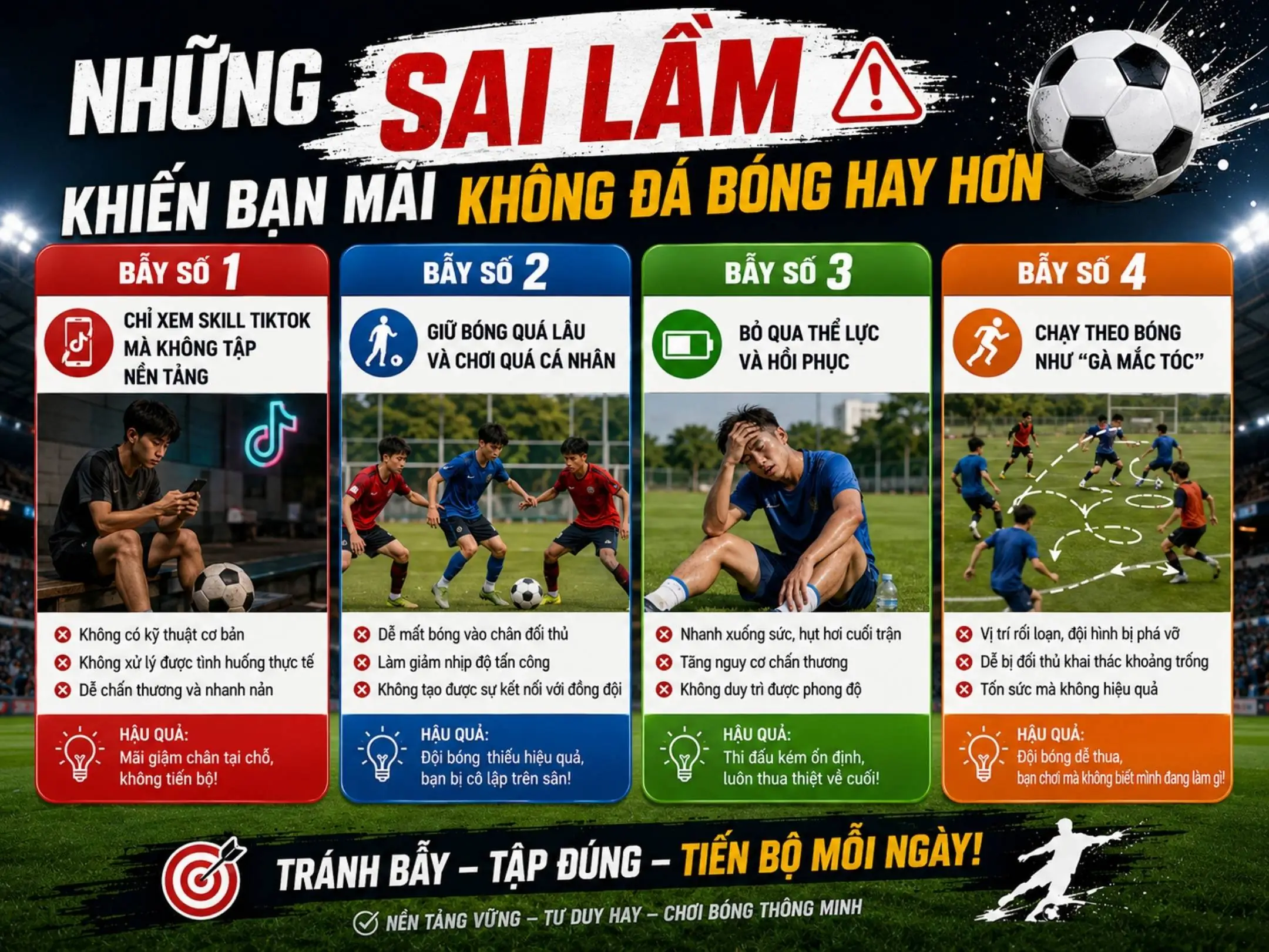 Những sai làm anh em nên tránh để có thể tiến bộ tốt khi chơi bóng