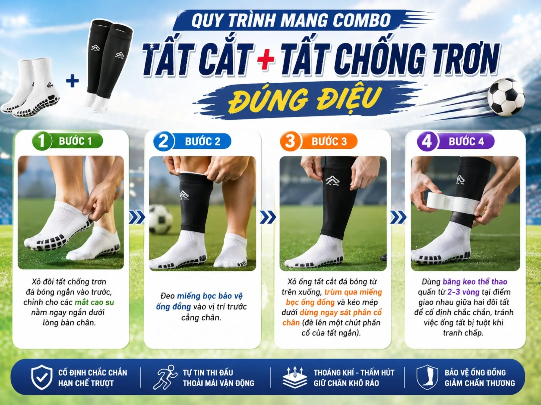 Các mang tất đá bóng chuẩn