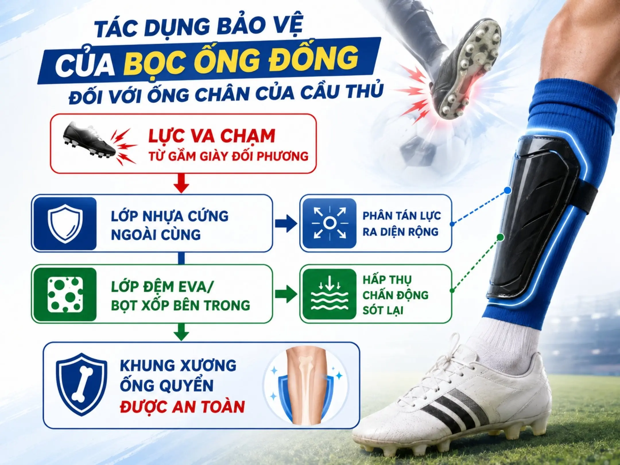 Tác dụng của bọc ống đồng đối với ống chân cầu thủ