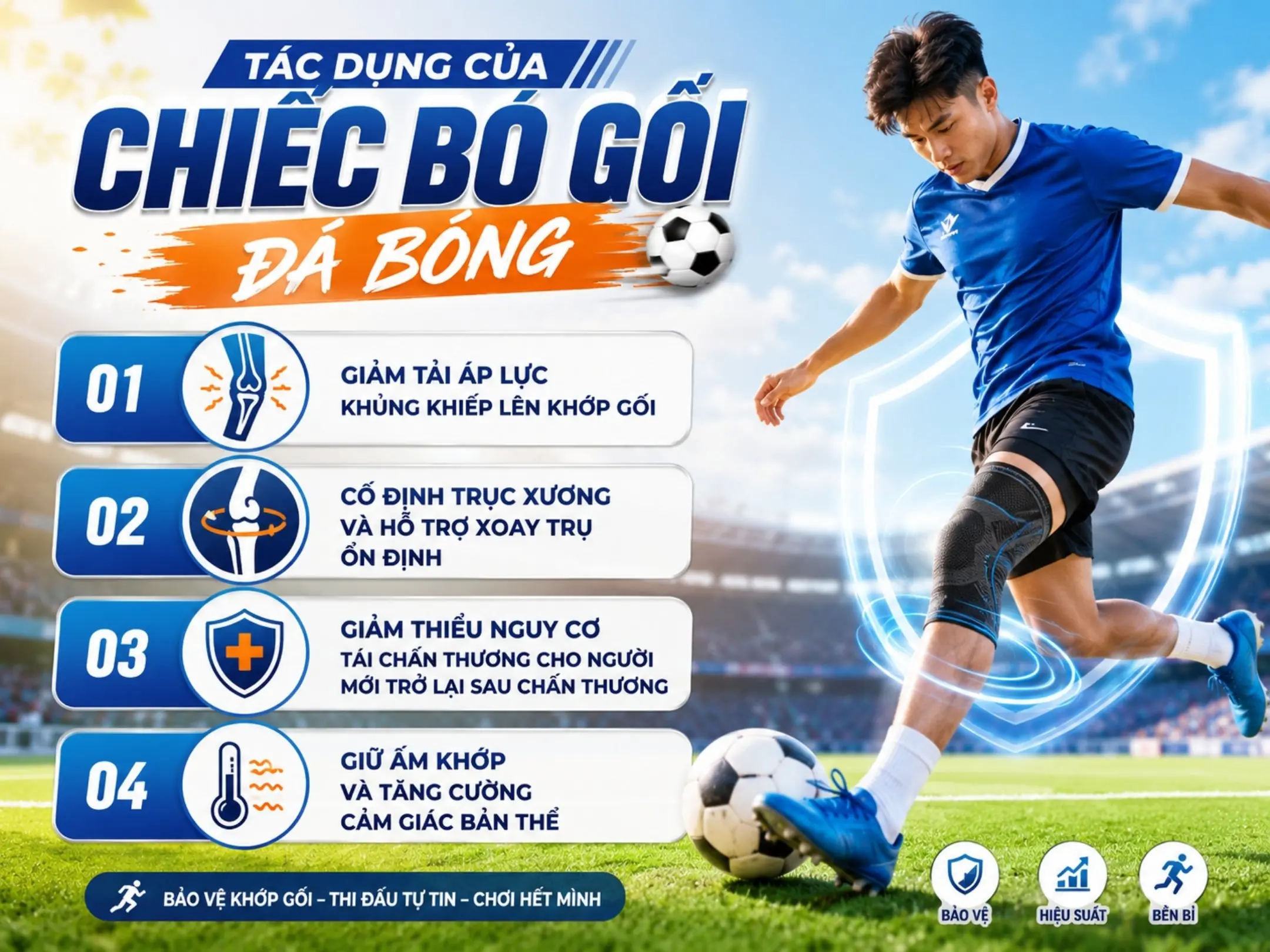 Vì sao bó gối đá bóng là thứ phải có trong túi đồ của dân đá phủi? 3 Tác dụng của chiếc bó gối đá bóng