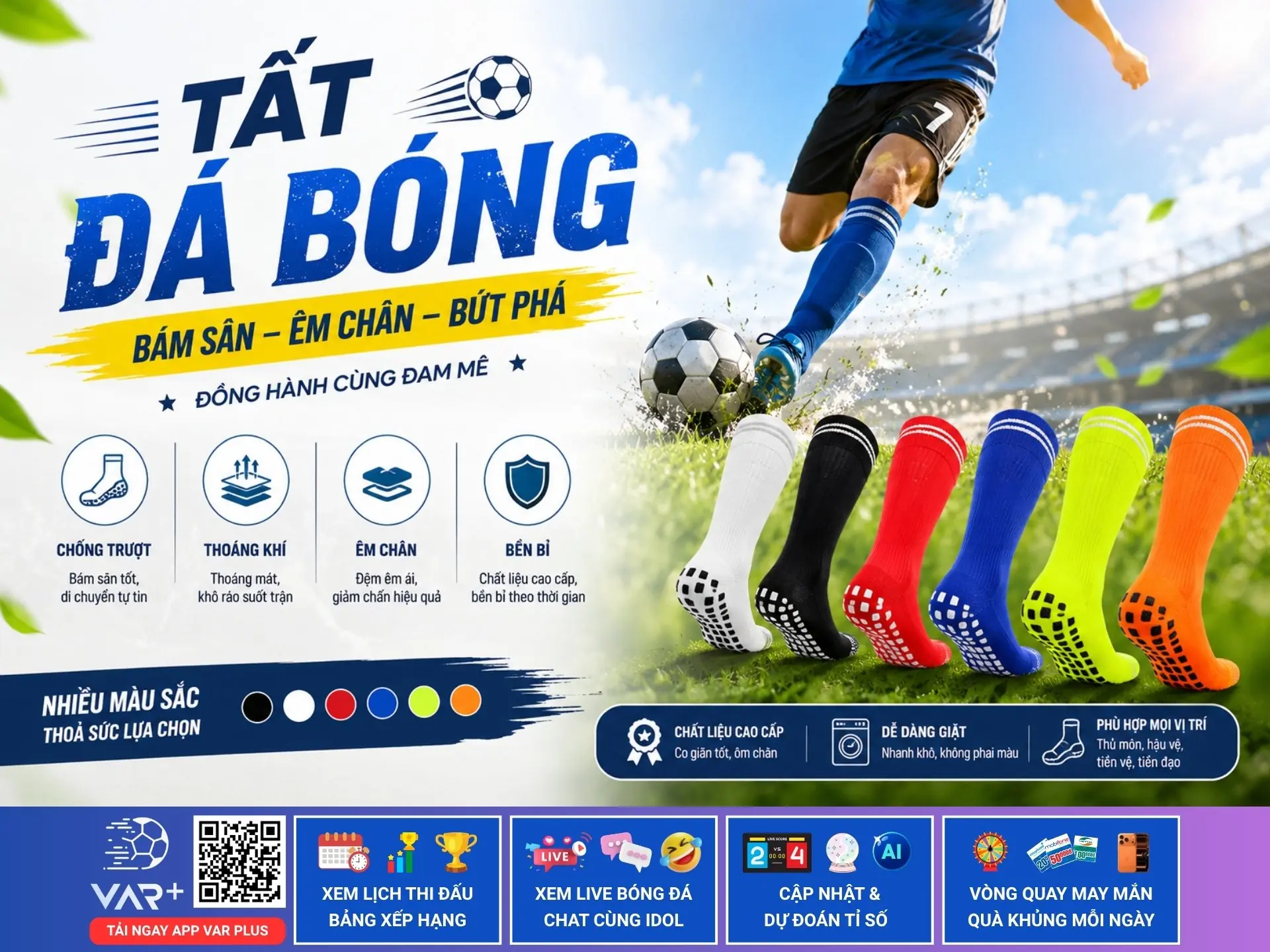 Tất đá bóng: Phụ kiện nhỏ nhưng có thể kéo lùi phong độ của bạn