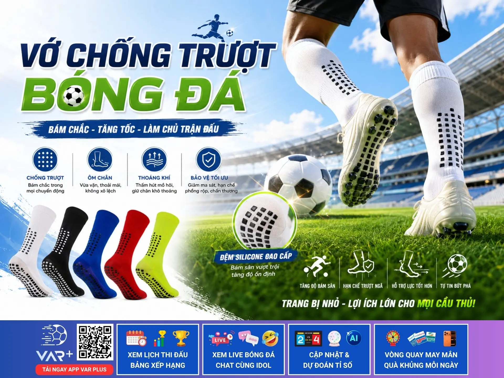 Vì sao vớ chống trượt đang trở thành "vũ khí bí mật" của dân đá bóng? 1 Vì sao vớ chống trượt đang trở thành "vũ khí bí mật" của dân đá bóng?
