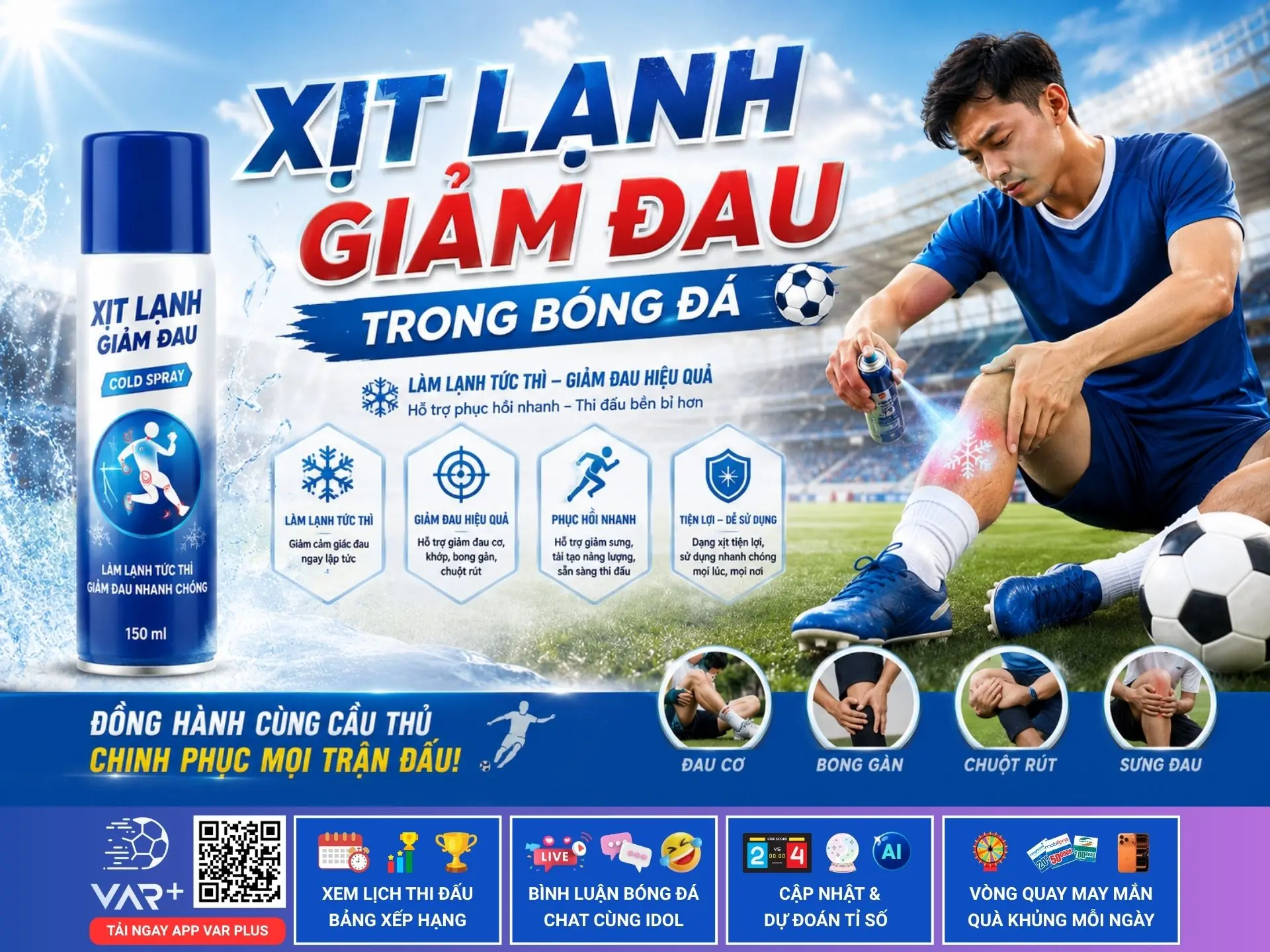 Xịt lạnh giảm đau: Vì sao cầu thủ xịt xong lại có thể đá tiếp? 1 Xịt lạnh giảm đau: Vì sao cầu thủ xịt xong lại có thể đá tiếp?