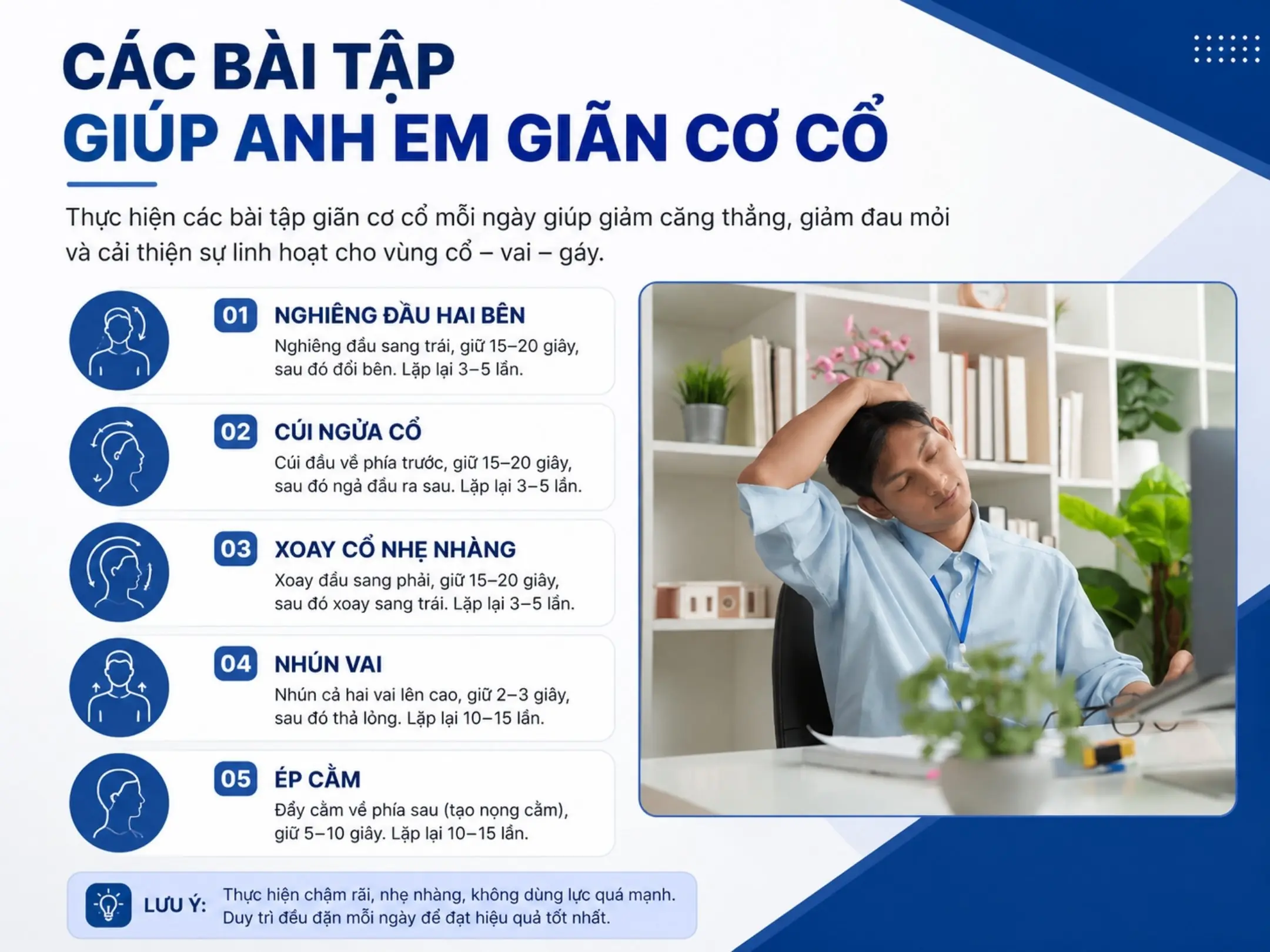 Các bài tập giúp anh em giãn cơ cổ