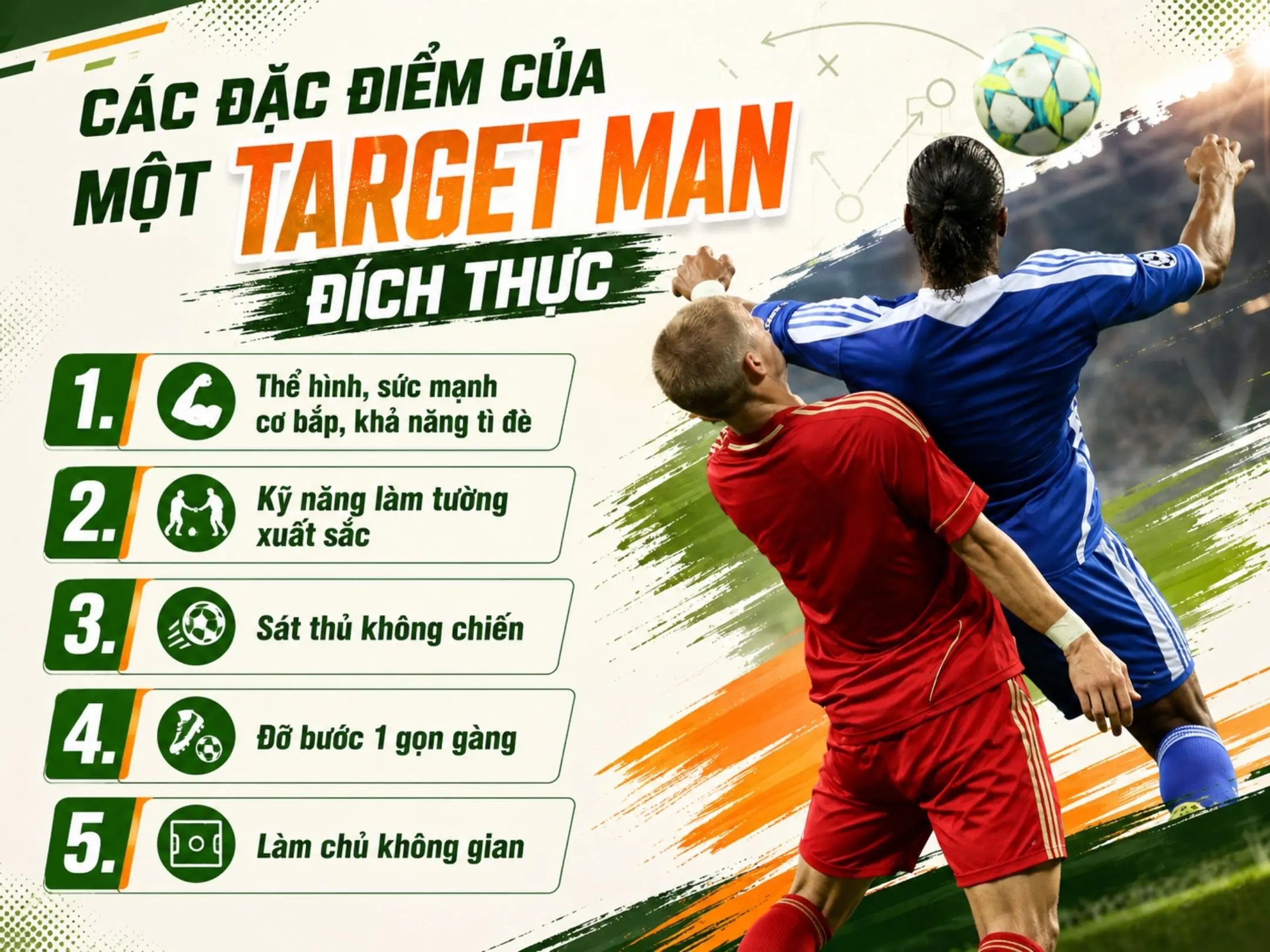 Các đặc điểm của một Target Man đích thực