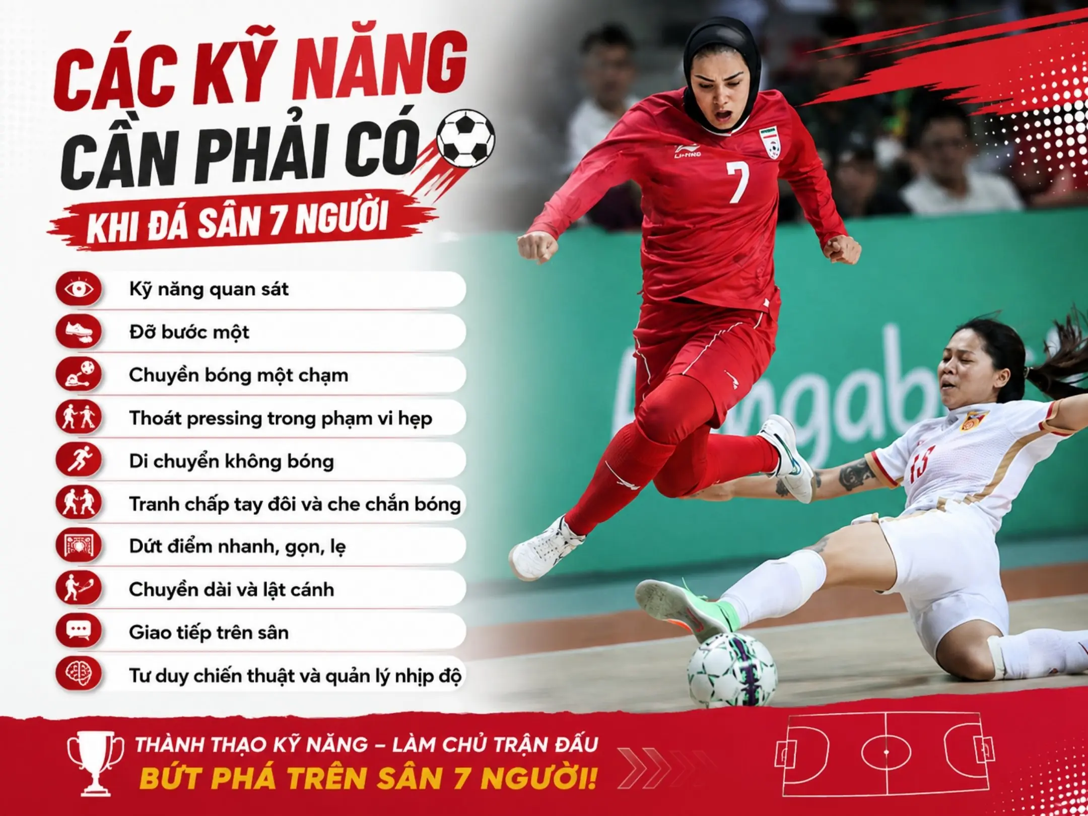 Các kỹ năng cần phải có khi đá sân 7 người