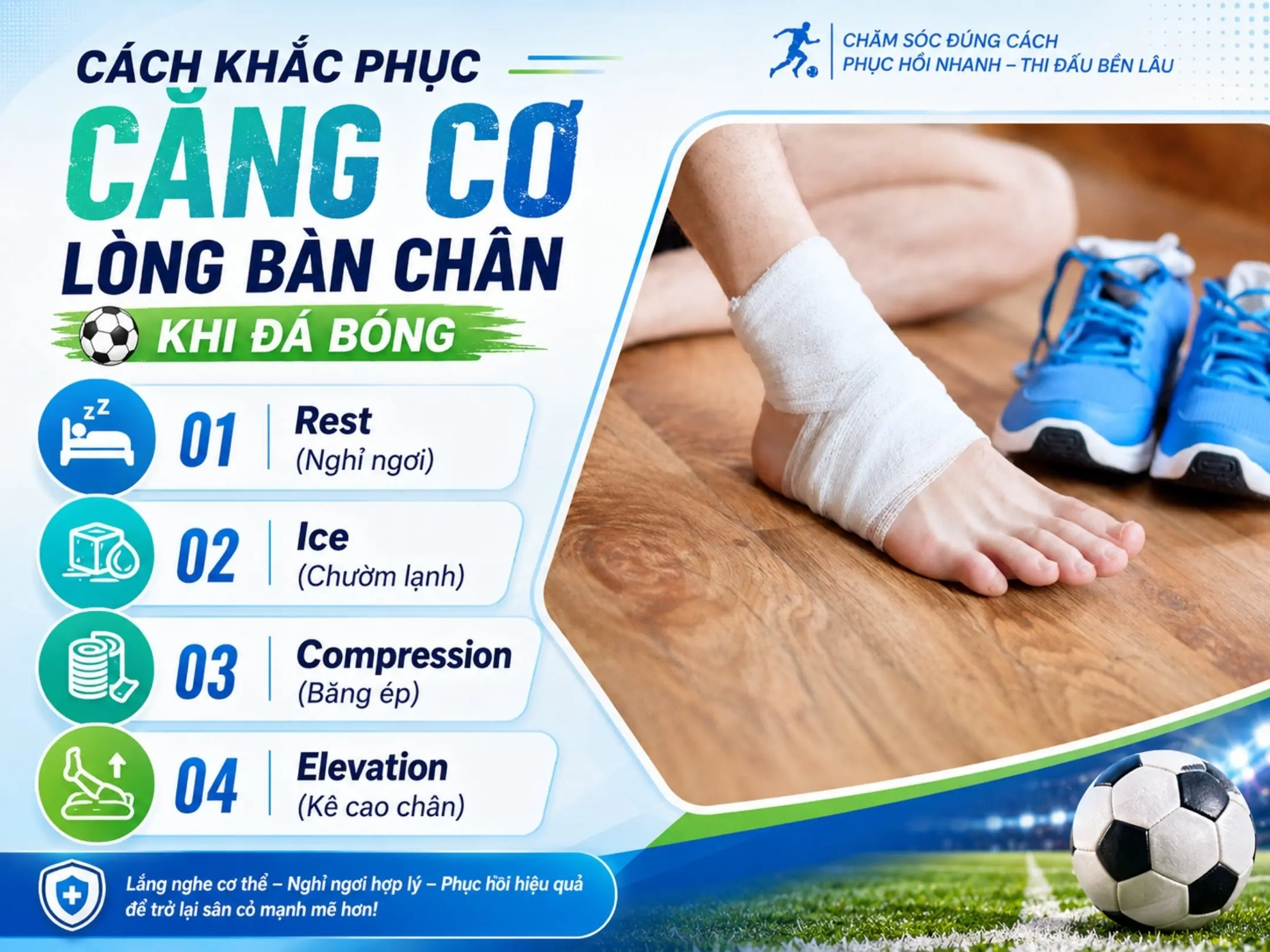 Cách khắc phục căng cơ lòng bàn chân khi đá bóng