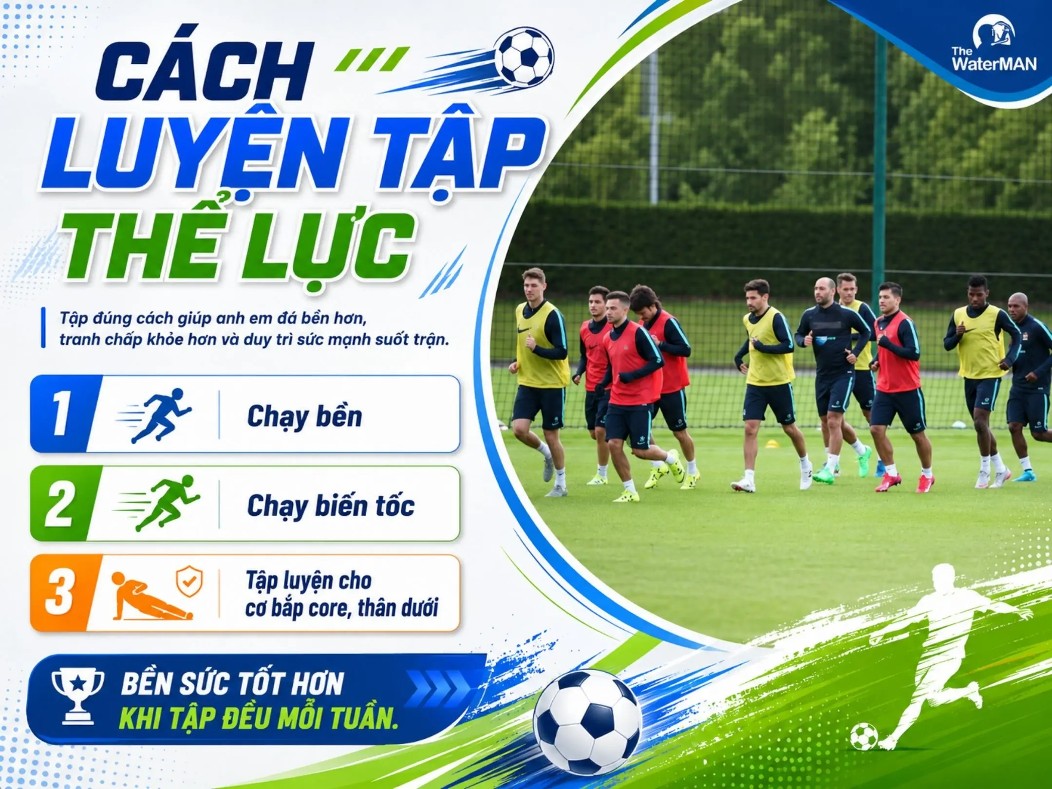 Cách giữ thể lực tốt khi đá bóng: Bí quyết để chạy bền, đá sung và không hụt hơi cuối trận 5 Cách luyện tập thể lực