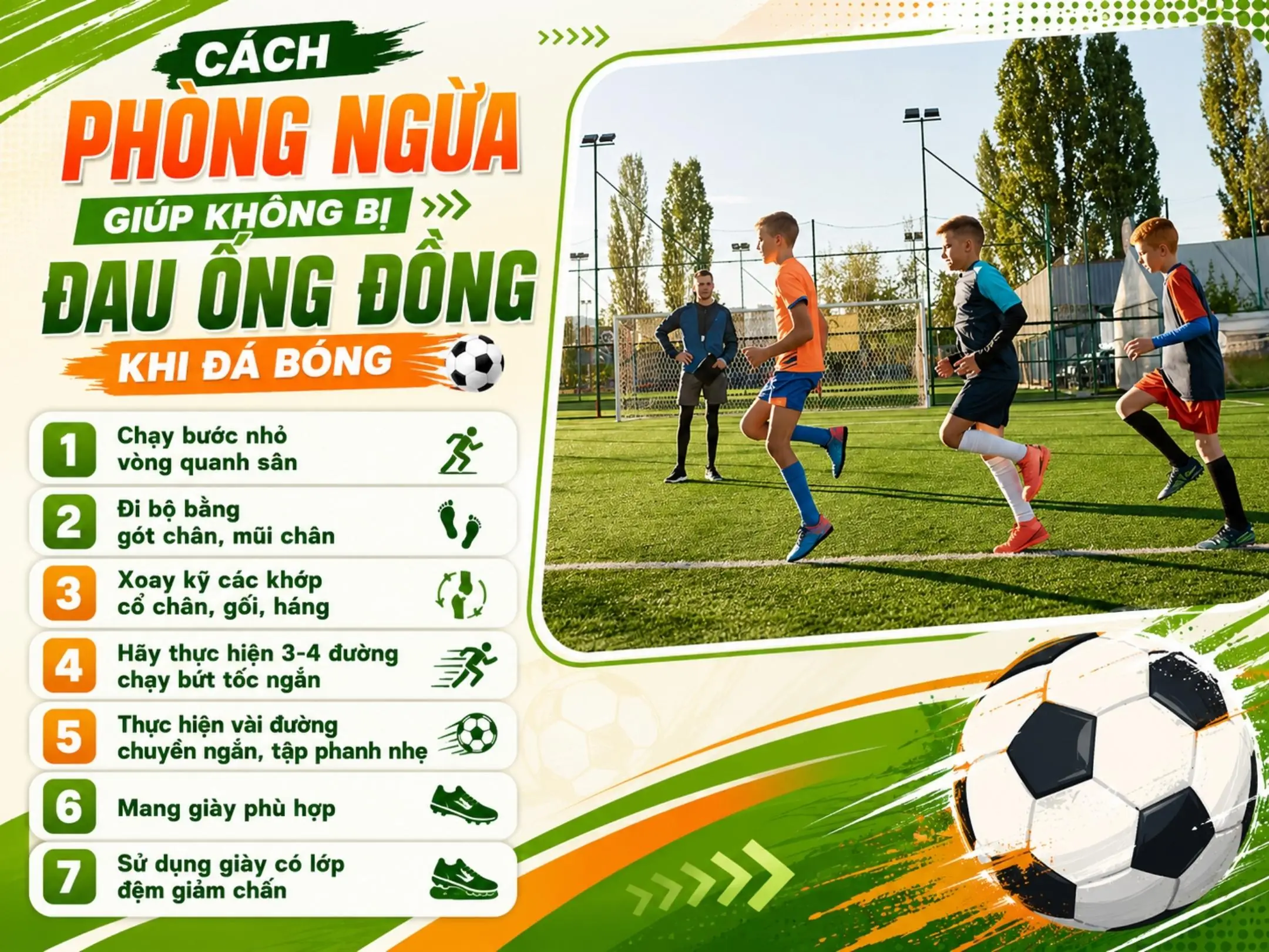 Cách phòng ngừa giúp không bị đau ống đồng khi đá bóng