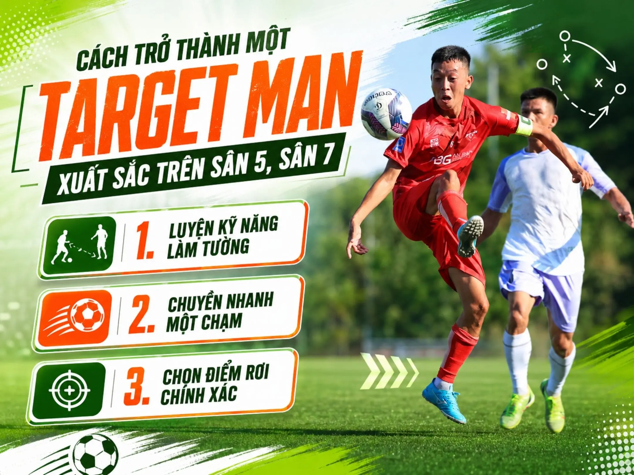 Cách trở thành một Target Man xuất sắc trên sân 5, sân 7