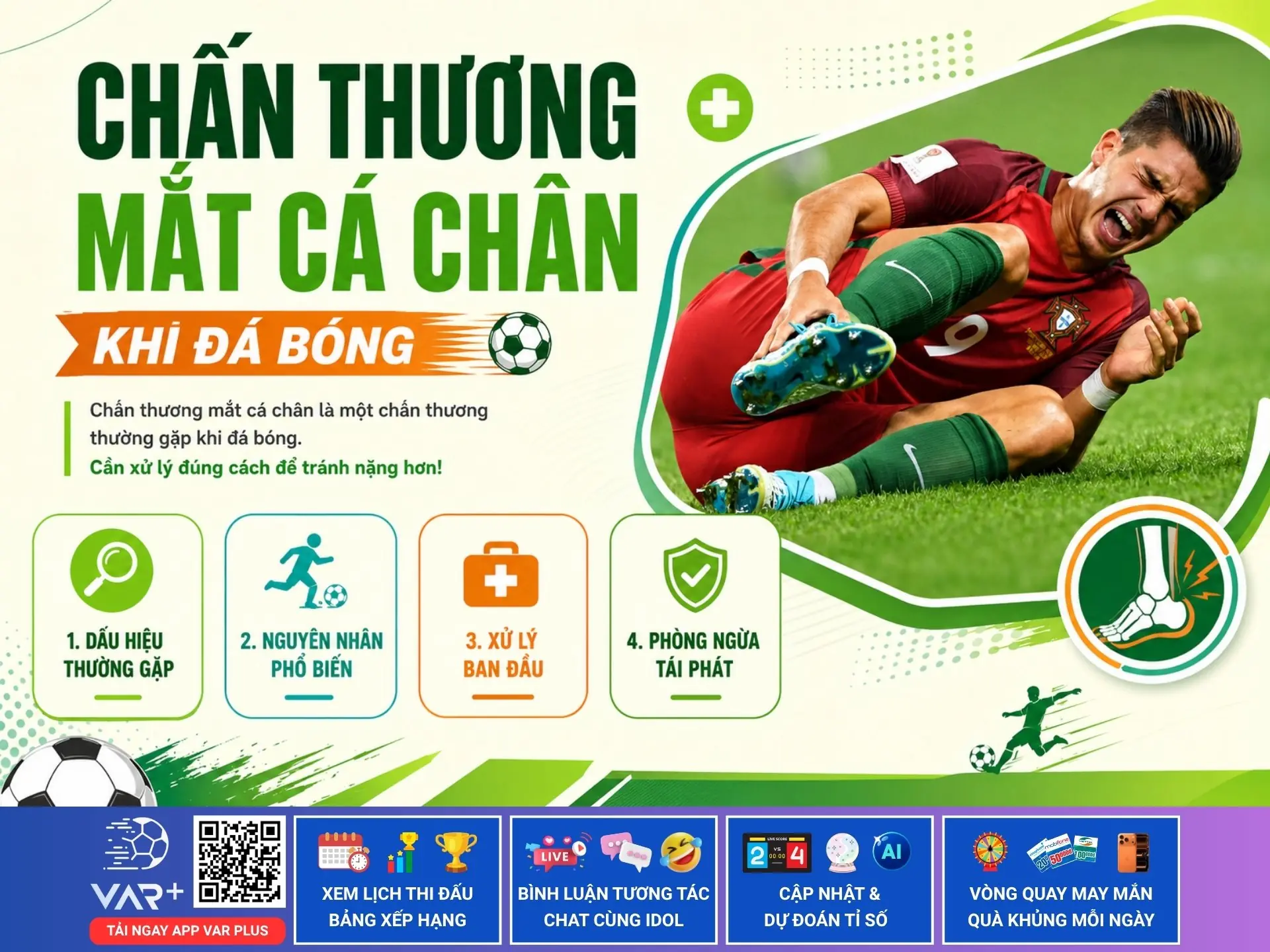 Chấn thương mắt cá chân khi đá bóng: Nỗi ám ảnh sân phủi